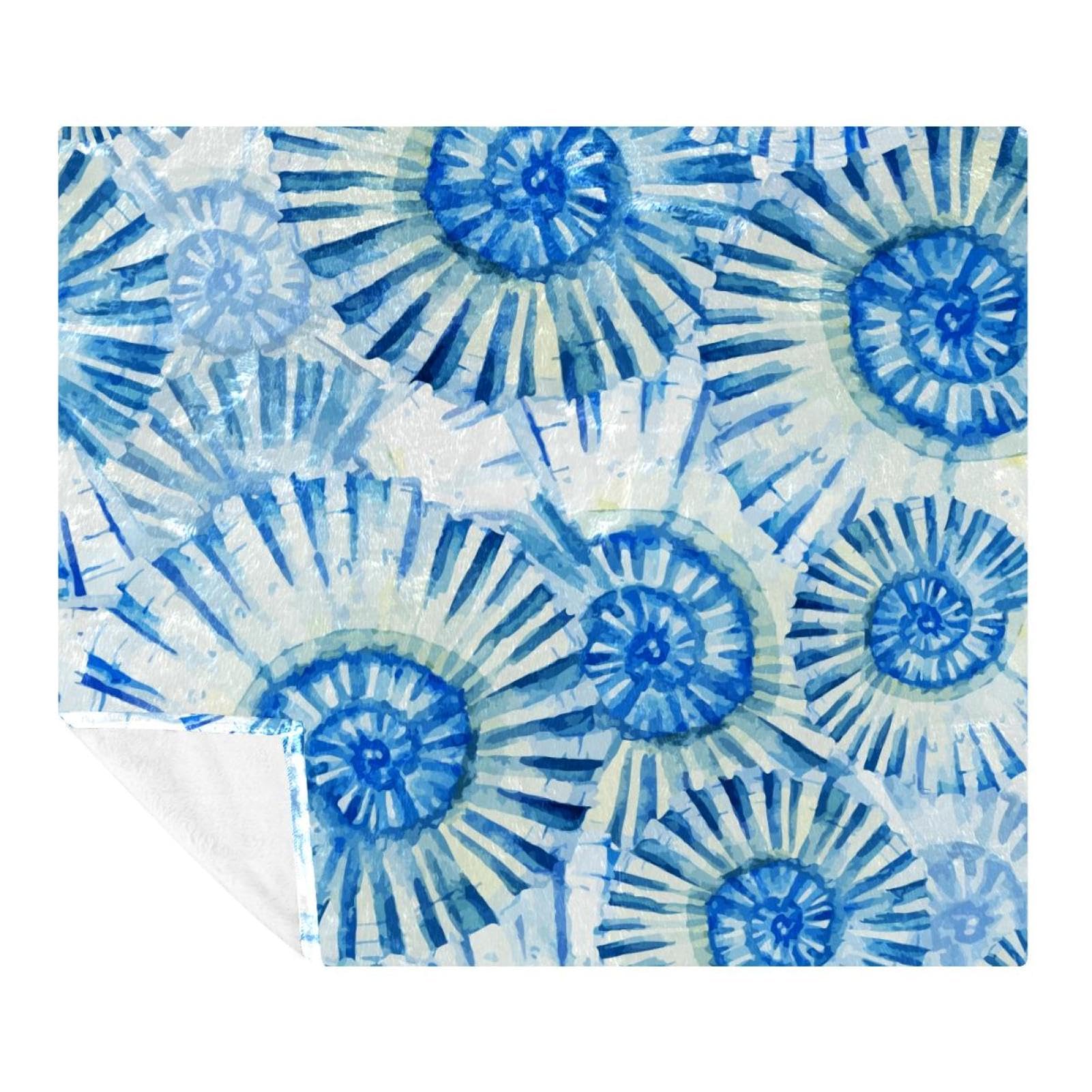 Couverture douce pour canapé et voyage | Plaid léger bleu aquarelle 150x130 cm