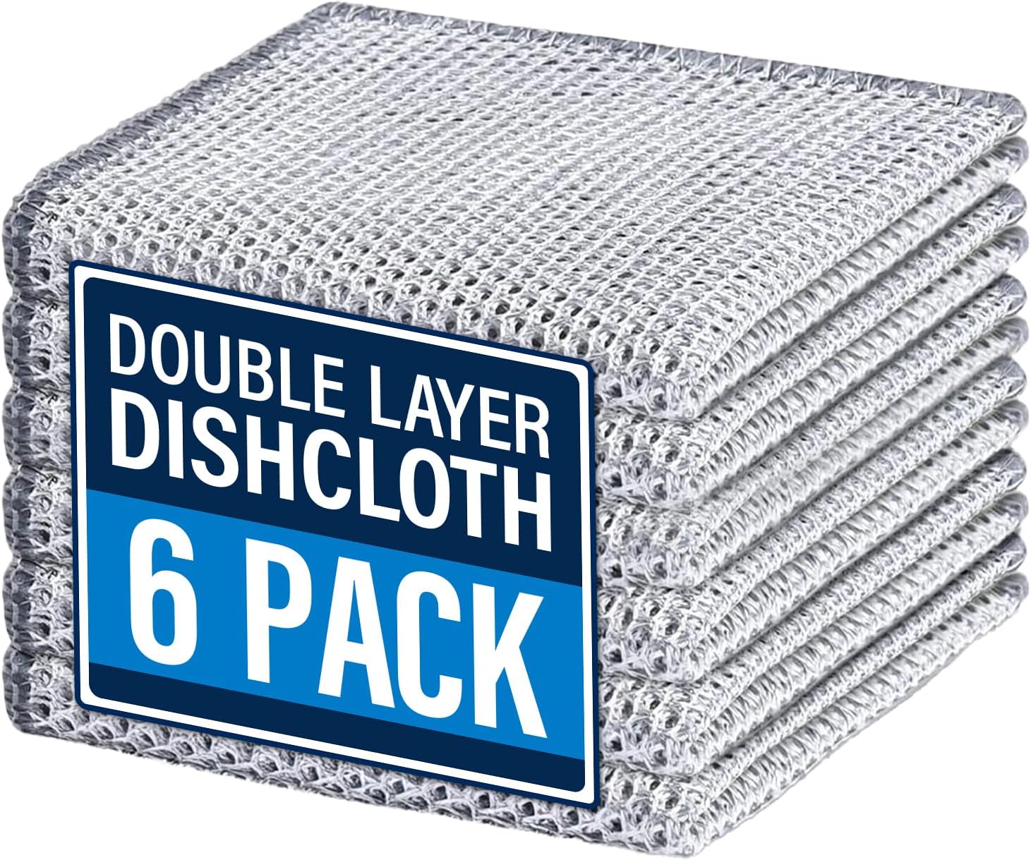 6 Pack Steel Wire Dishcloths - 8"x8" Double Layer Non-Scratch Kitchen Cleaning Cloths for Cookware, Sinks, Dishes & Stove Tops