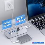 Alimenté USB Le centre, Intpw 9-Port USB 3.2/USB C Hub avec 10Gbps, 4*USB 3.0 + + 3*USB 3.2 ,2*45W PD Ports chargés, 3.3FT câble + 65W Adaptateur d'alimentation en aluminium USB Hub pour PC, Ordinateur portable,iphone17/16/Macbook Neo