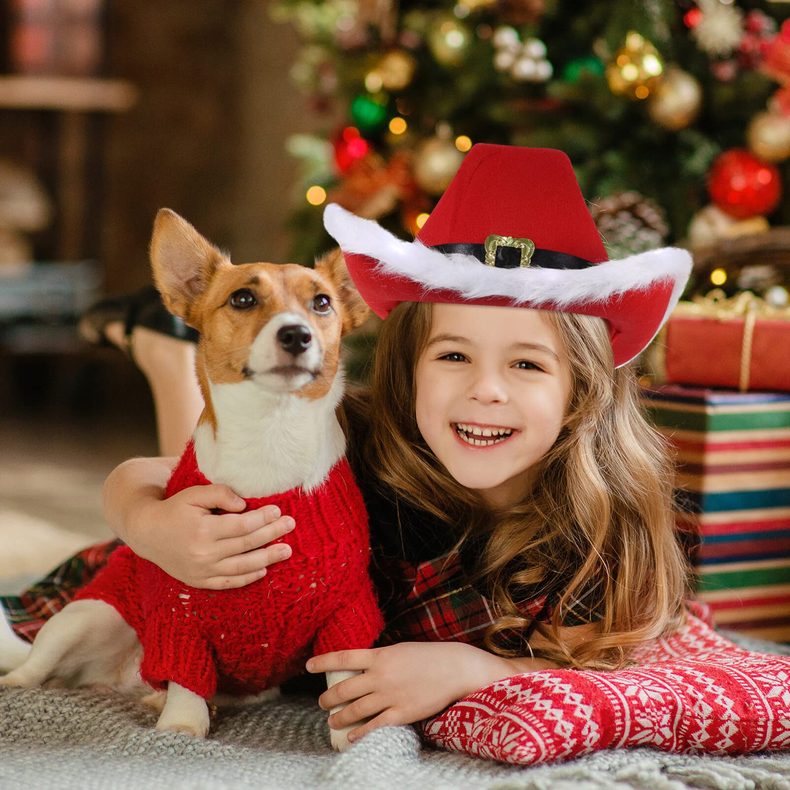 PRETYZOOM Mütze Weihnachtsmann Plüschmütze mit Licht Partymütze für Damen und Herren Weihnachtsmannmütze als Dekoration und Kostümaccessoire Weiche und Bequeme Weihnachtsmütze für Winter