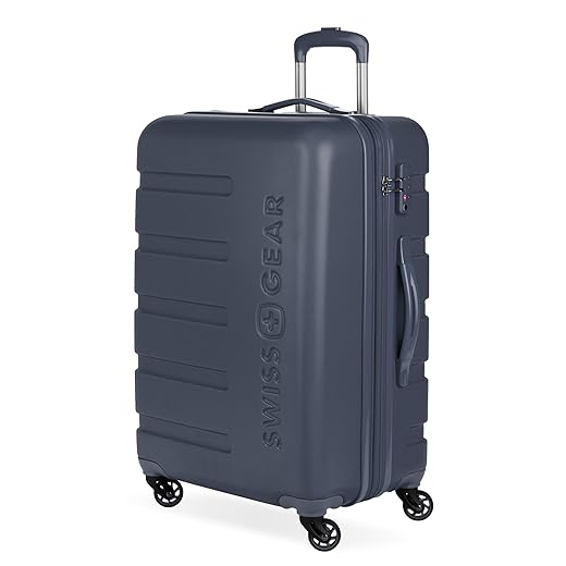 SwissGear 7366 Hardside Expandable Luggage with Spinner Wheels, Navy, Checked-Medium 23-Inch