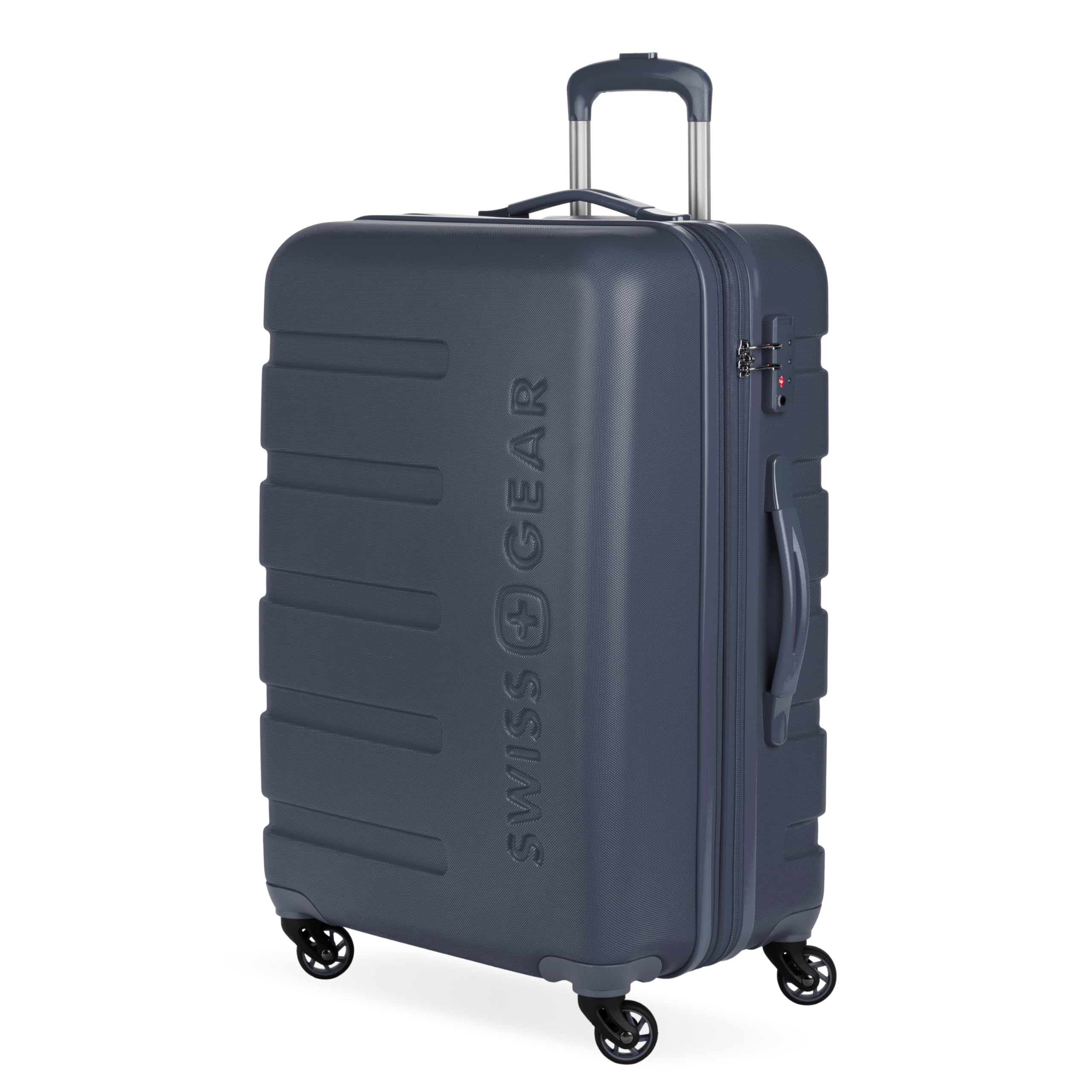 SwissGear 7366 Signature Hardside Expandable Luggage with Spinner Wheels, TSA Lock, Navy, Checked-Medium 23-Inch