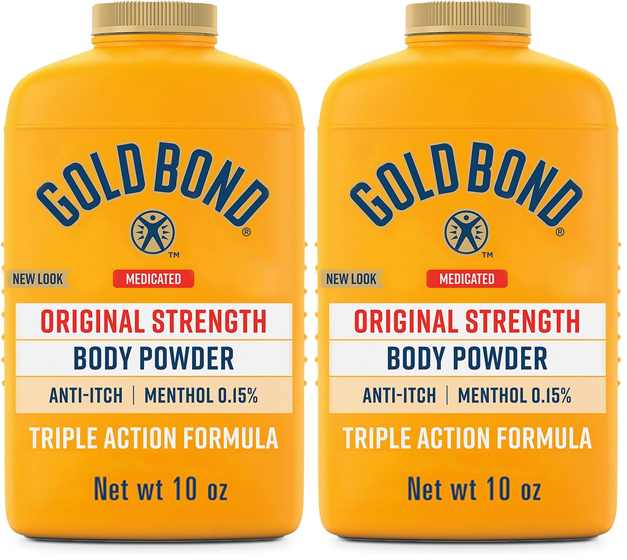 Gold Bond Medicated Original Strength Body Powder, 10 oz., Talc-Free, Anti-Itch, Absorbs & Cools (Pack of 2)