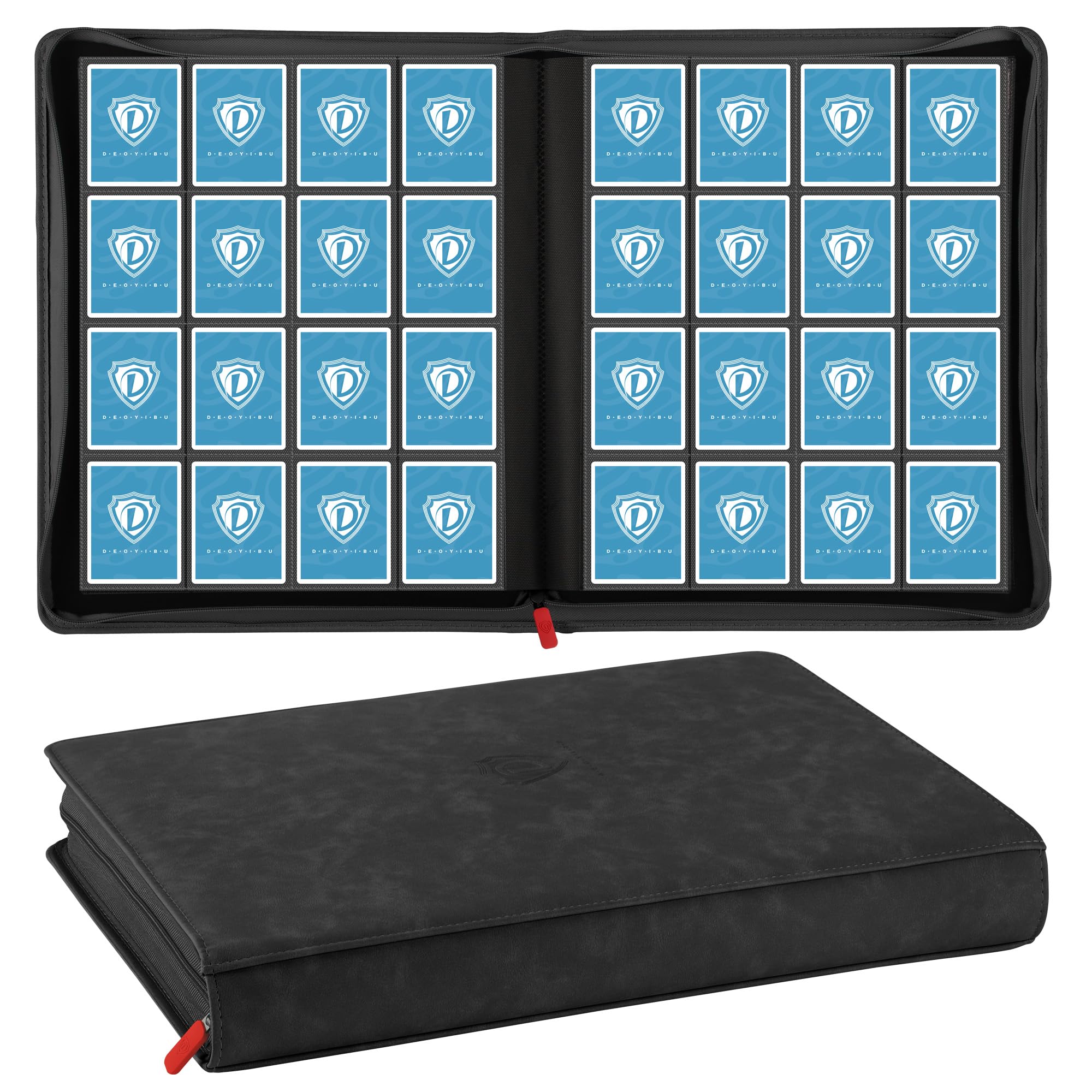 Sammelkarten Album für 1000+ Karten, 16 Fächer Karten Sammelalbum Groß mit Reißverschluss, Card Binder für 1024 Trading Cards, Tcg Binder für YuGiOh, MTG, Sportkarten, Spielkartenetc, Schwarz