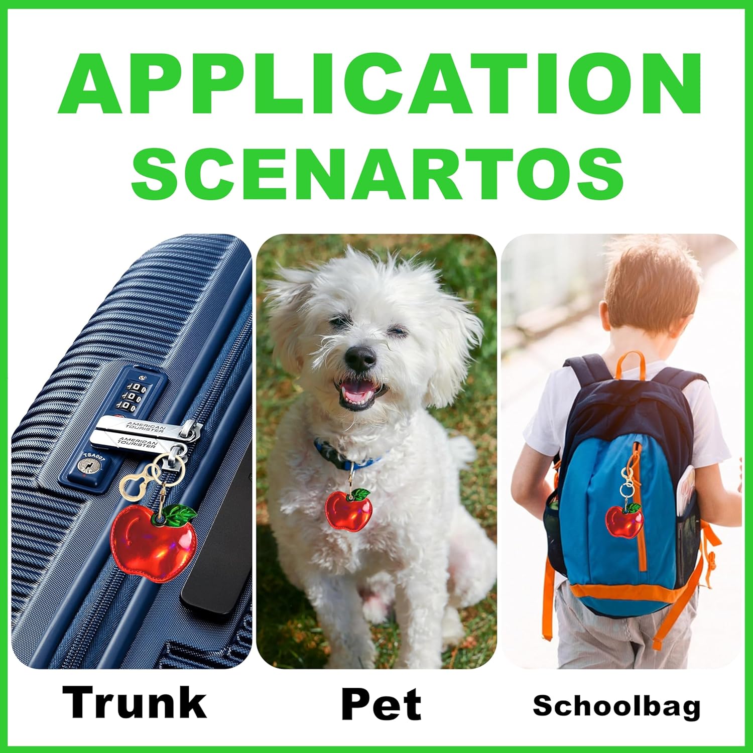 Leather Keychain Holder Case Compatible with AirTag,Cute Protective Shiny Charm Cover with Keyring,Anti-Scratch Finder GPS Tracker Case for Wallet Keys,Bag,Pets(Red Fruit) - Image 6