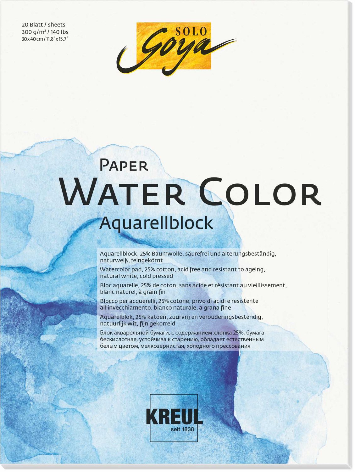 Kreul Solo Goya Paper Water Colour Watercolour Pad, 20 Sheets