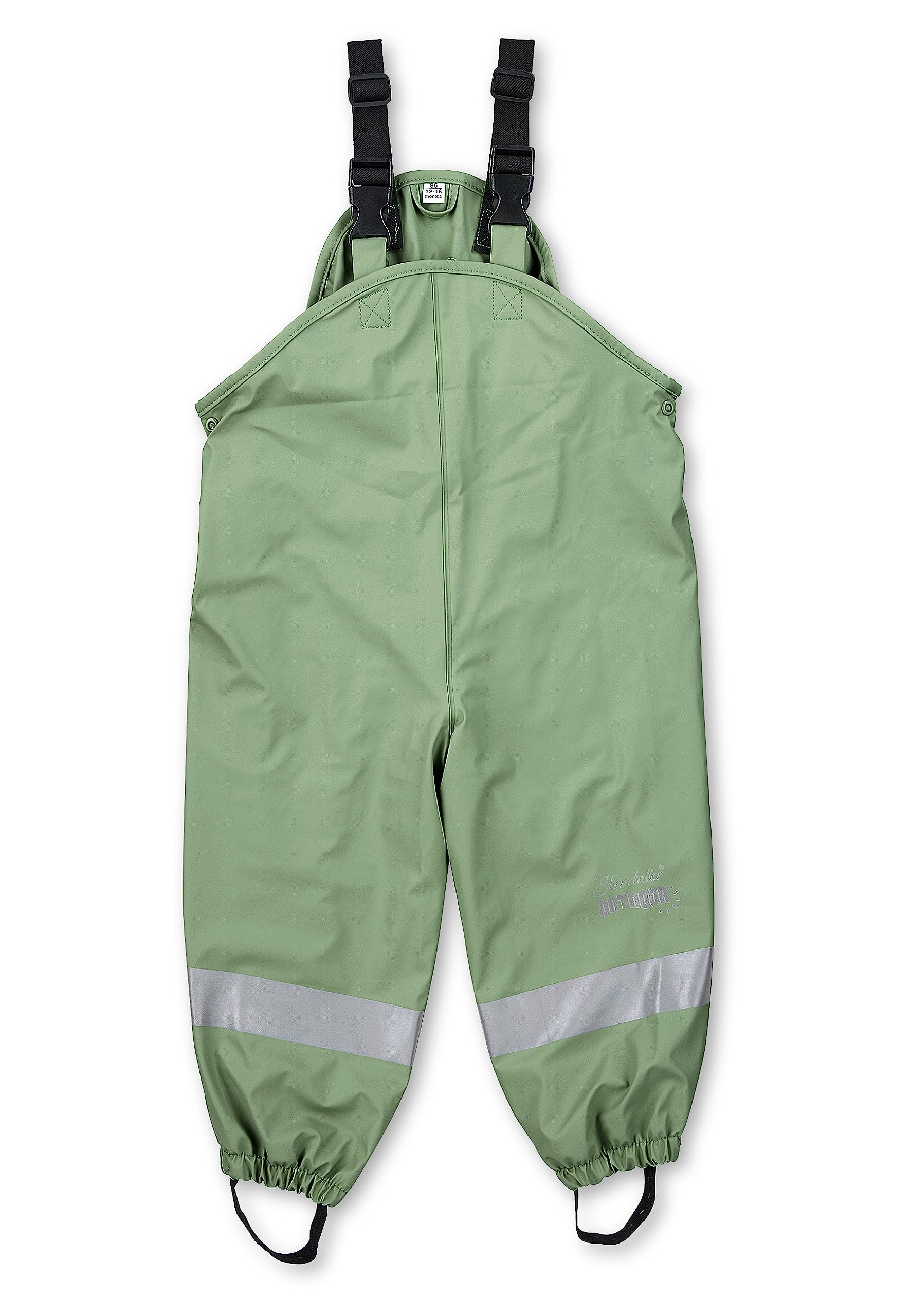 Sterntaler Kleinkind Unisex Regenhose Kinder Träger Regenträgerhose gefüttert - Wasserdicht mit Druckknopf und verschweißten Nähten - grün, 98