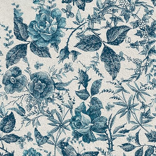 Ebrima European-Style Garden Bedroom Wall Furniture Closet Renovation Decoration Stickers, Rose Wallpaper, Glue-Free (Blue)