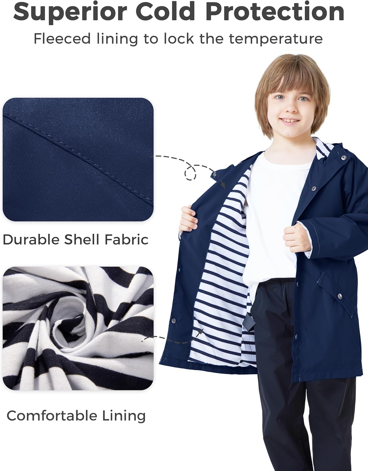 wantdo Boys & Girls Waterproof Rain Jacket Lightweight Rain Coat Hooded Windbreaker - Image 6