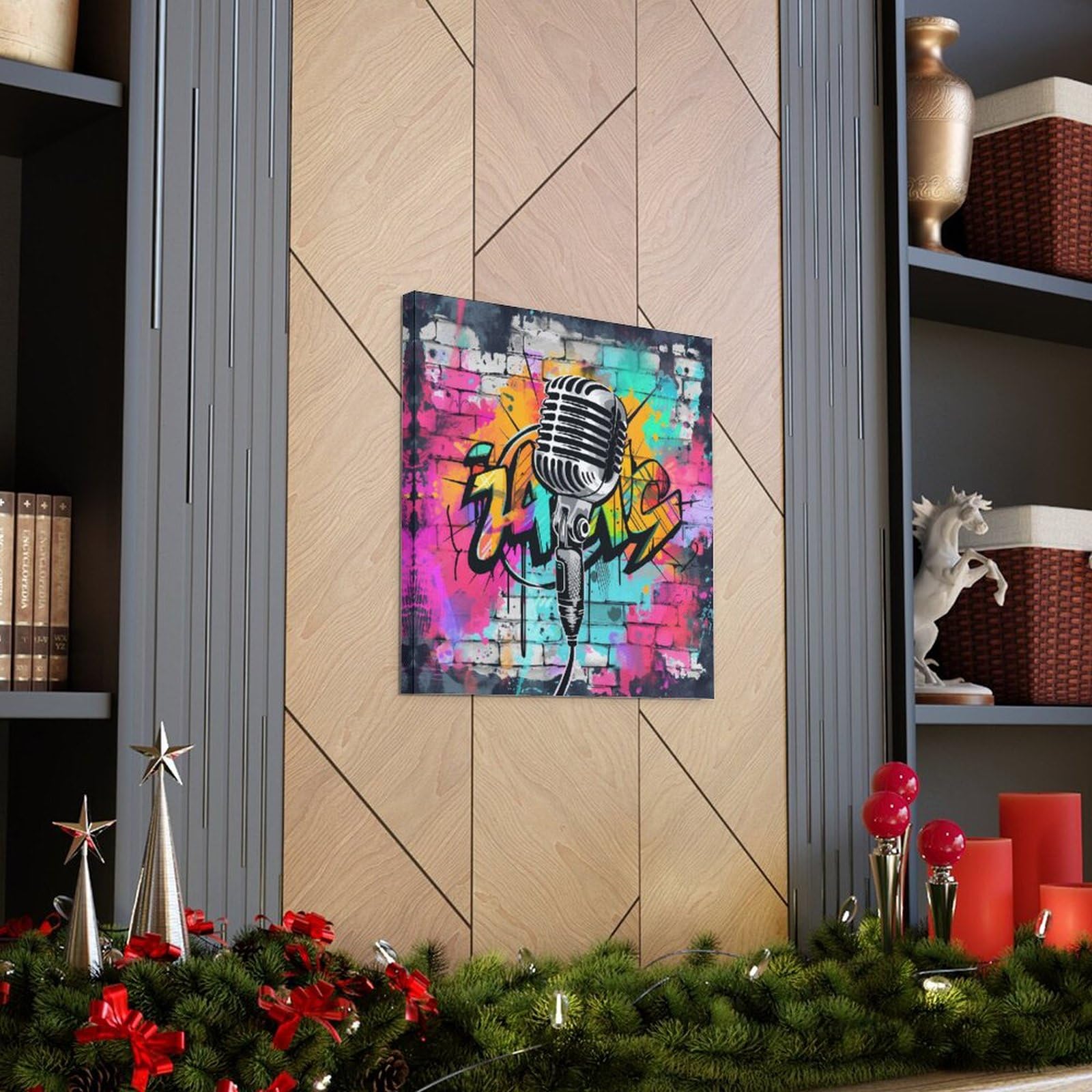 Amazon.com: Vendhui Microphone Graffiti Canvas Poster Colorful