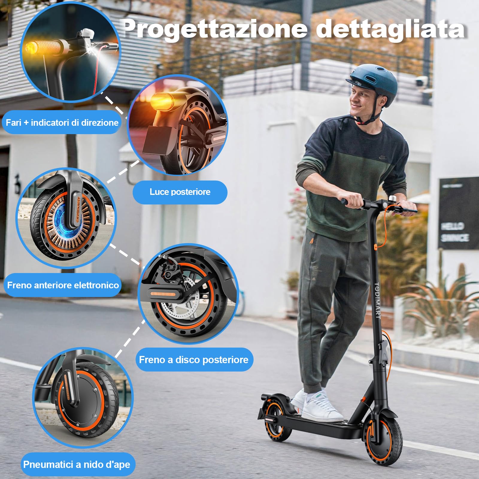 T3 Monopattino Elettrico Adulto Ultraleggero Antifurto-35KM Autonomia, 25 Km/h,350W,Indicatore di Direzione, e App, 8.5" Pneumatici Solidi,E-Scooter Pieghevole, Sistema Controllo Doppia Frenata