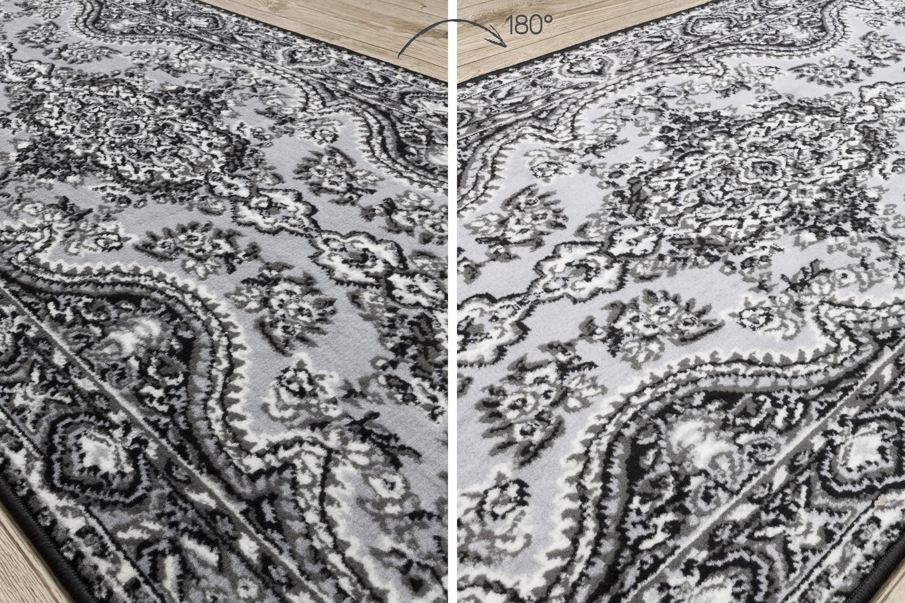 rugsx Läufer BCF MORAD Wiosna Rosette Grau 120x480 cm