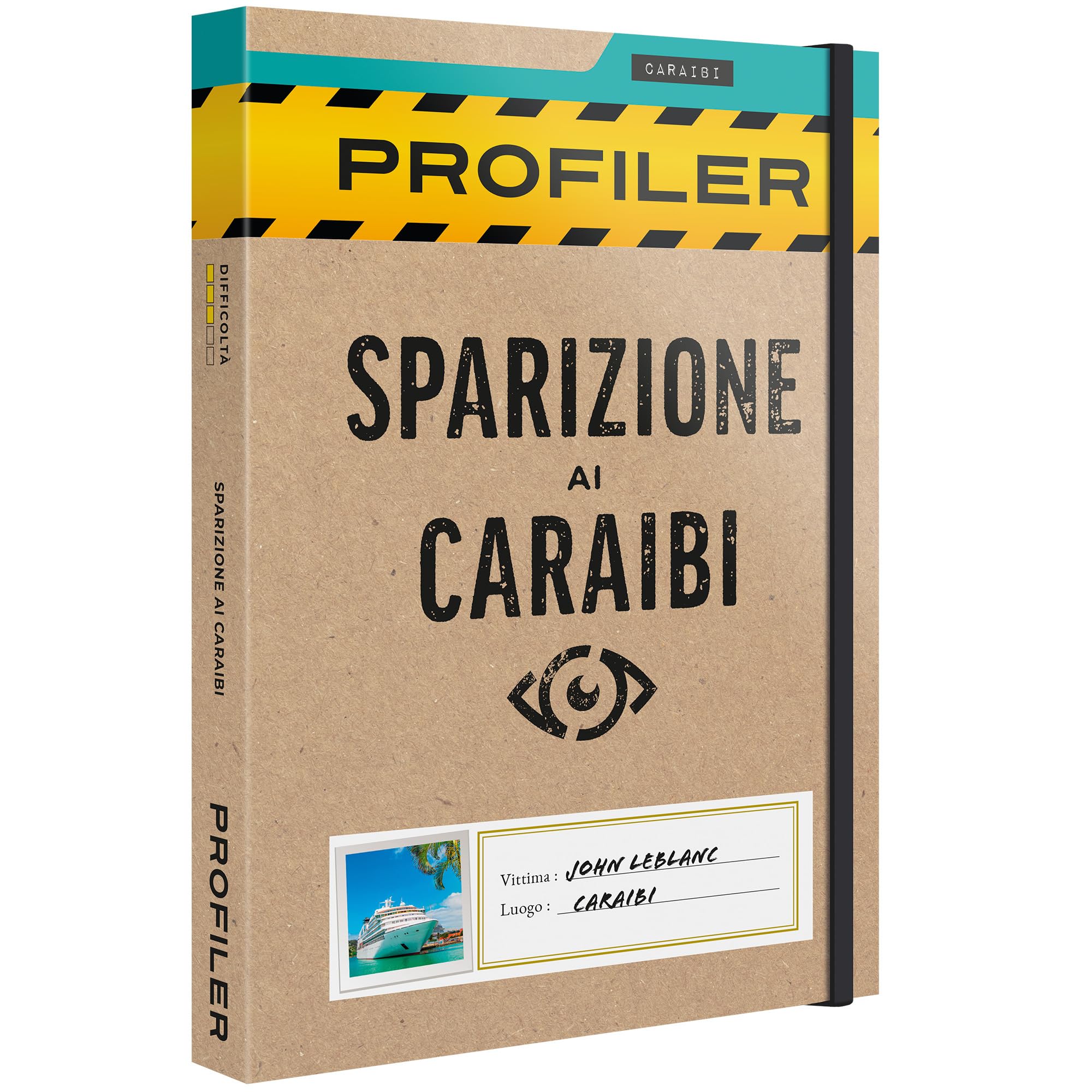 Confezione del gioco investigativo Profiler: Sparizione ai Caraibi di Platonia Games