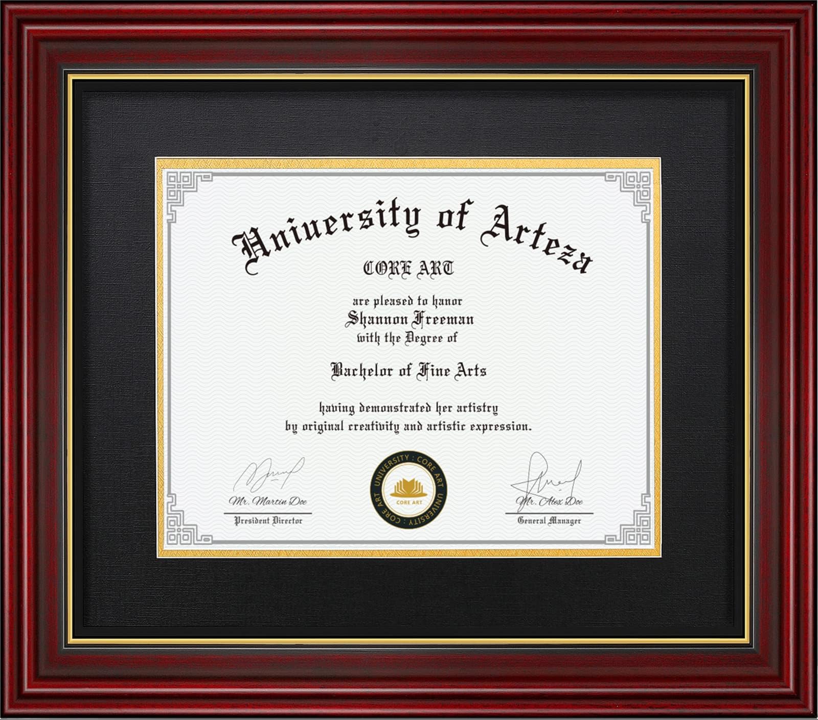 USADiplomaFrames Glossy Cherry Mahogany with Gold Trim