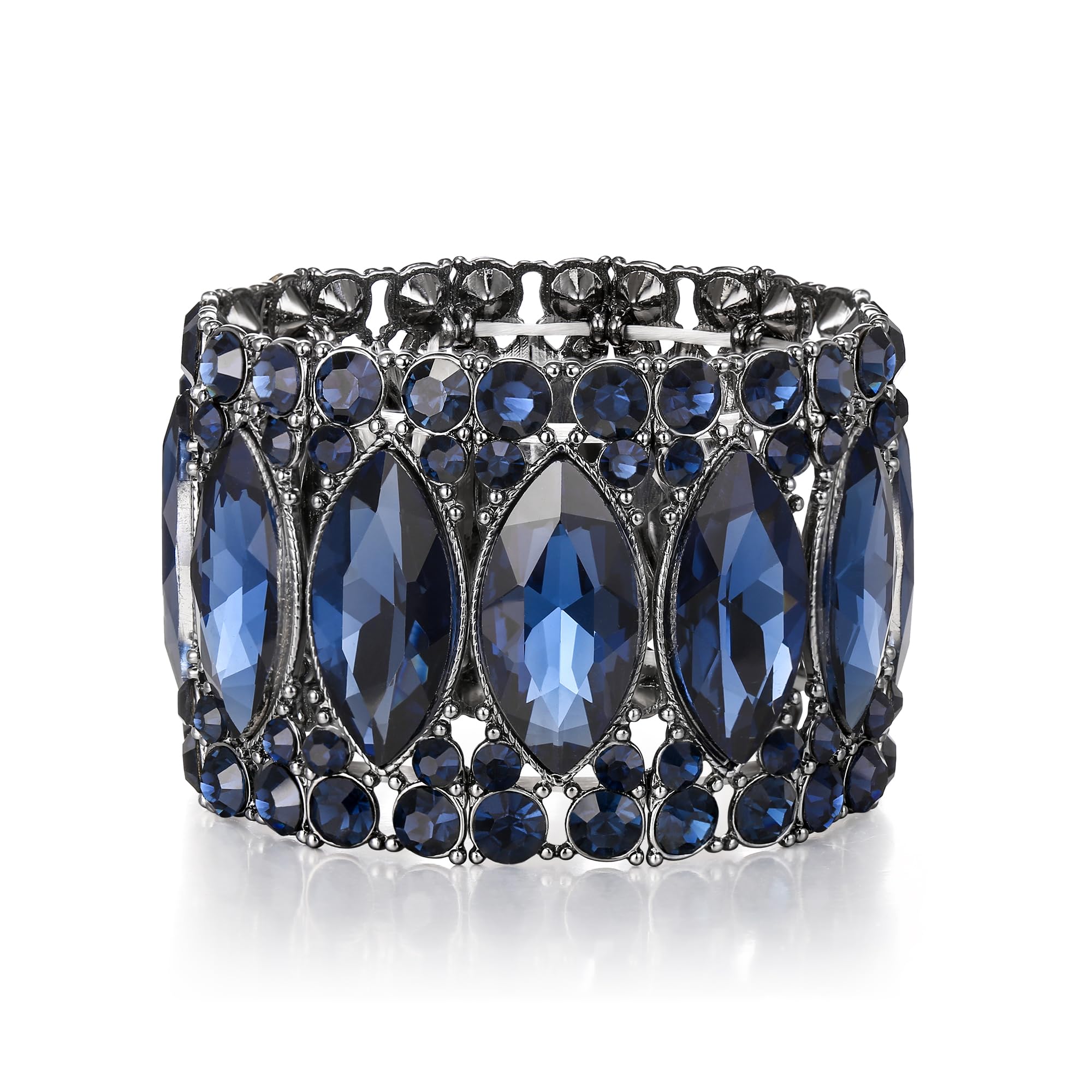 Clearine Pulsera de Mujer Bridal Pulsera Elástica Fashion Round Brazalete de Cristal Marquesa Joyas para Mujeres Fiesta Boda Invitada
