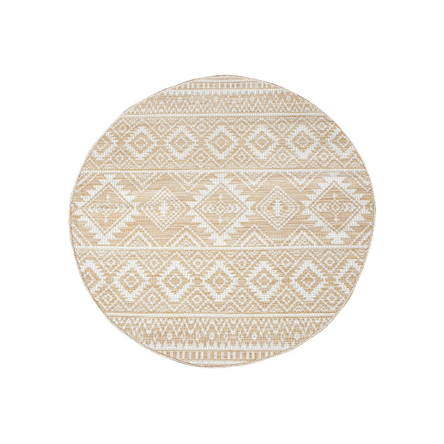 carpet city Binnen en buiten tapijt, rond 120 cm, voor binnen en buiten, weerbestendig balkontapijt, terras, hal, keuken, woonkamertapijten, hoogdiep/3D-effect, gestreept patroon in grijs