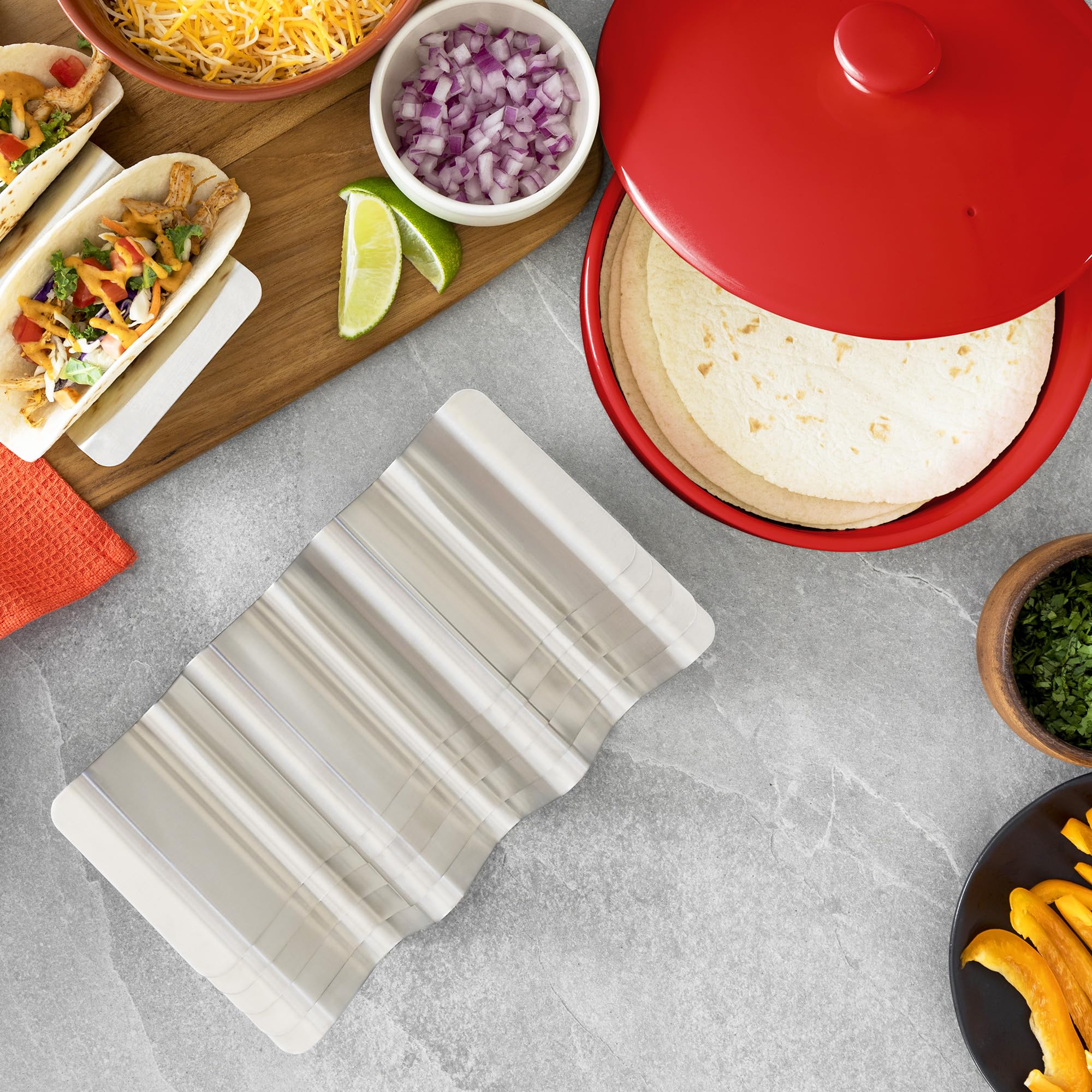 Chauffe-tortilla en Céramique 20 cm, Garde Tortilla Micro-ondable, Spéciale Boîte à Crepes & Tortillas avec Couvercle, Excellent pour Stocker et Chauffer vos Pancakes (Rouge)
