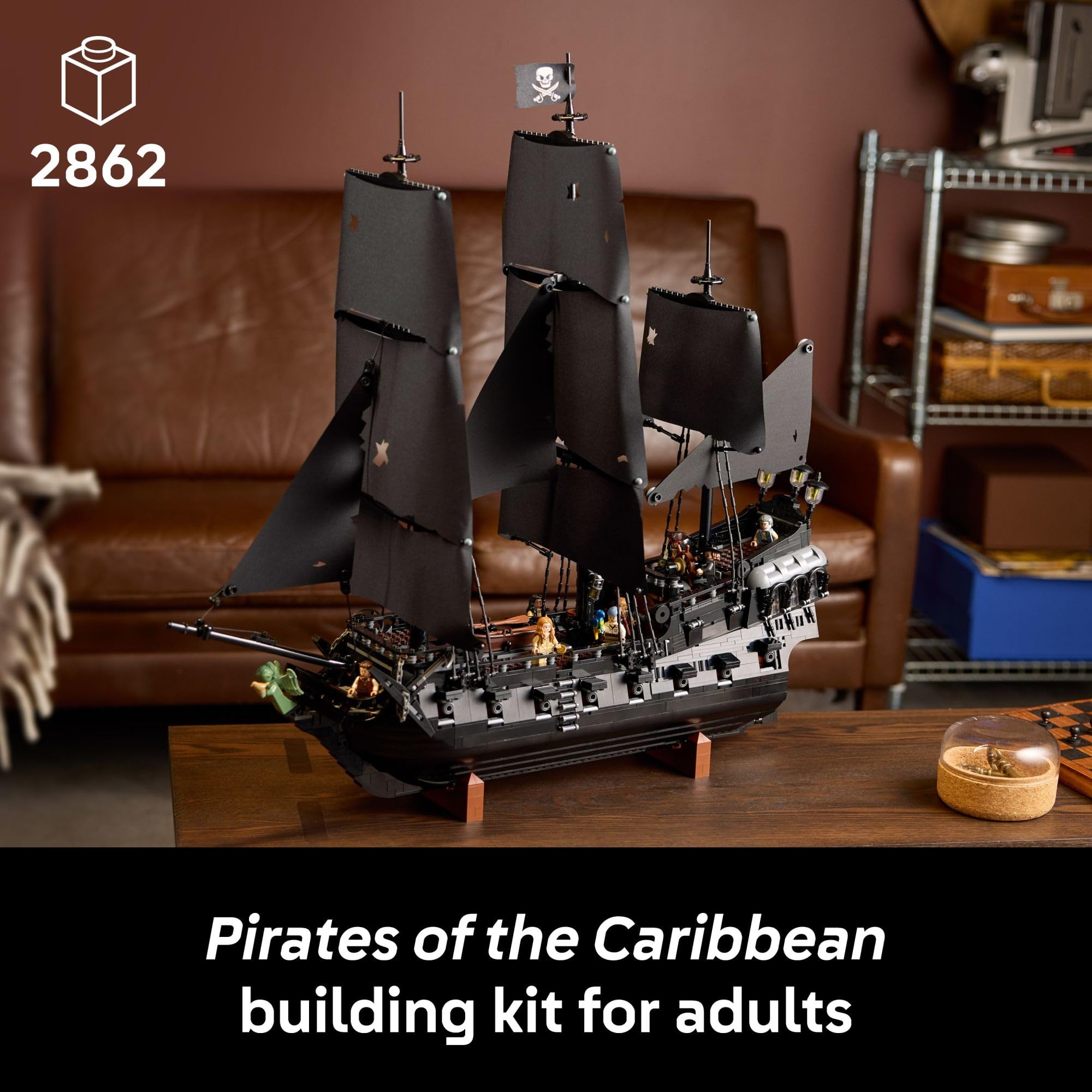 LEGO Icons Captain Jack Sparrow’s Pirate Ship Building Set for Adults, Ages 18+ - Room Decor for Office, Bedroom or Shelf - Collectible Black Pearl Ship for Pirates of The Carribean Fans - 10365