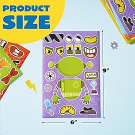 JOYIN 36 Sheets 9x6 Make a face Stickers for Kids, Make Your Own Robot Stickers, Crafts Birthday Party Favors, Goodie Bags Classroom Activities