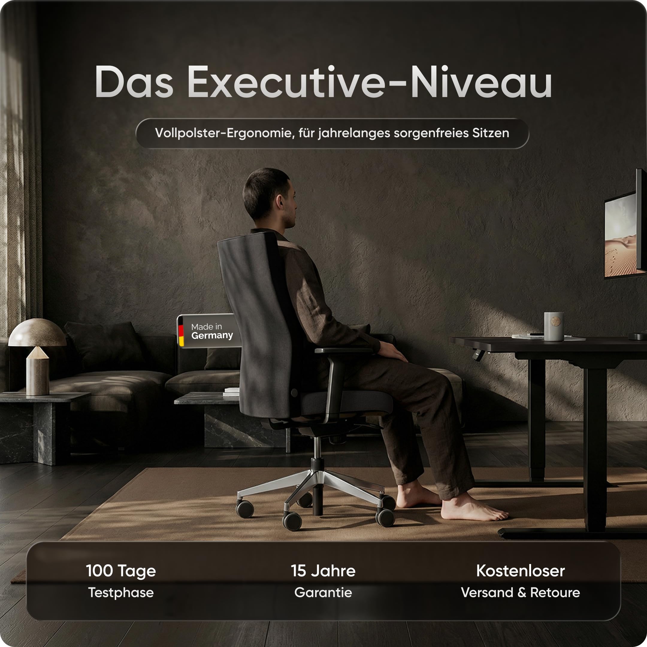 Executive (4D Armlehne & Aluminium Fußkreuz) Ohne Kopfstütze