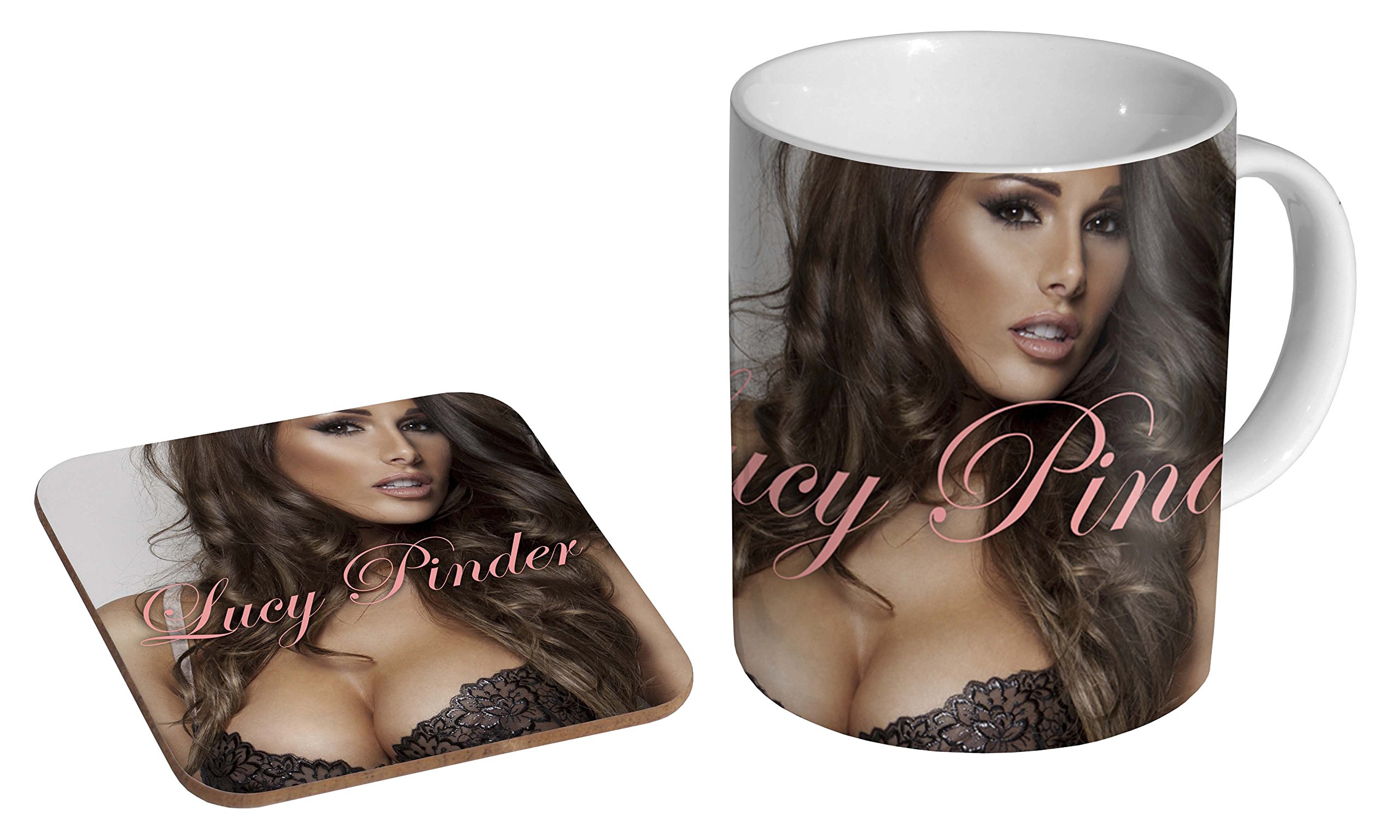Mugmart White Lucy Pinder Ceramic Coffee Mug + Coaster Gift Set …