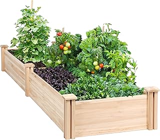 Yaheetech 8×2ft Wooden Horticulture Raised Garden Bed Divisible Elevated Planting Planter Box for Flowers/Vegetables/Herbs in Backyard/Patio Outdoor, 245.5 x 62.5 x 27cm