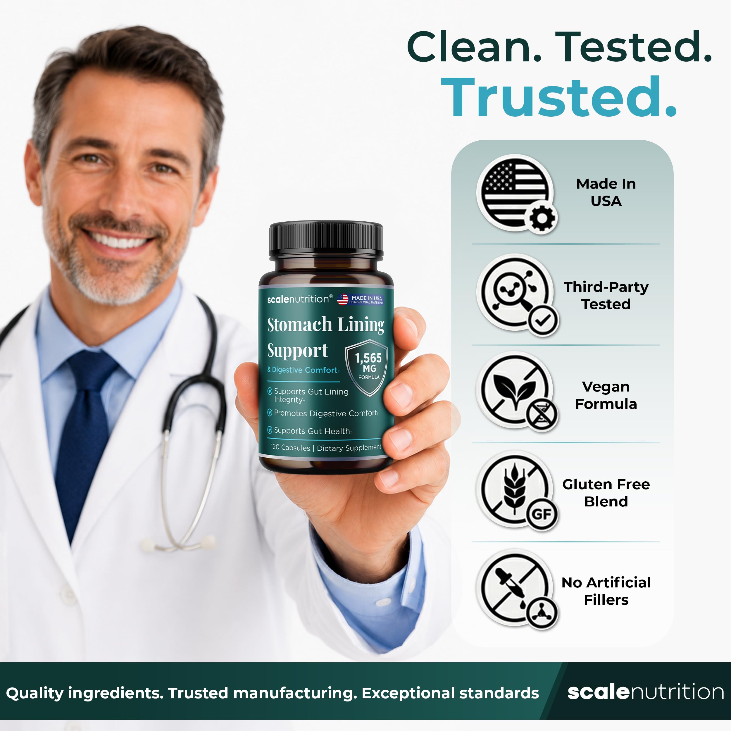 Stomach Lining Support - Gut Lining Repair Supplement for Men and Women with Zinc Carnosine, L Glutamine, DGL Licorice, Slippery Elm Powder, Marshmallow Root, Aloe Vera - 120 Capsules — Amazon image 5