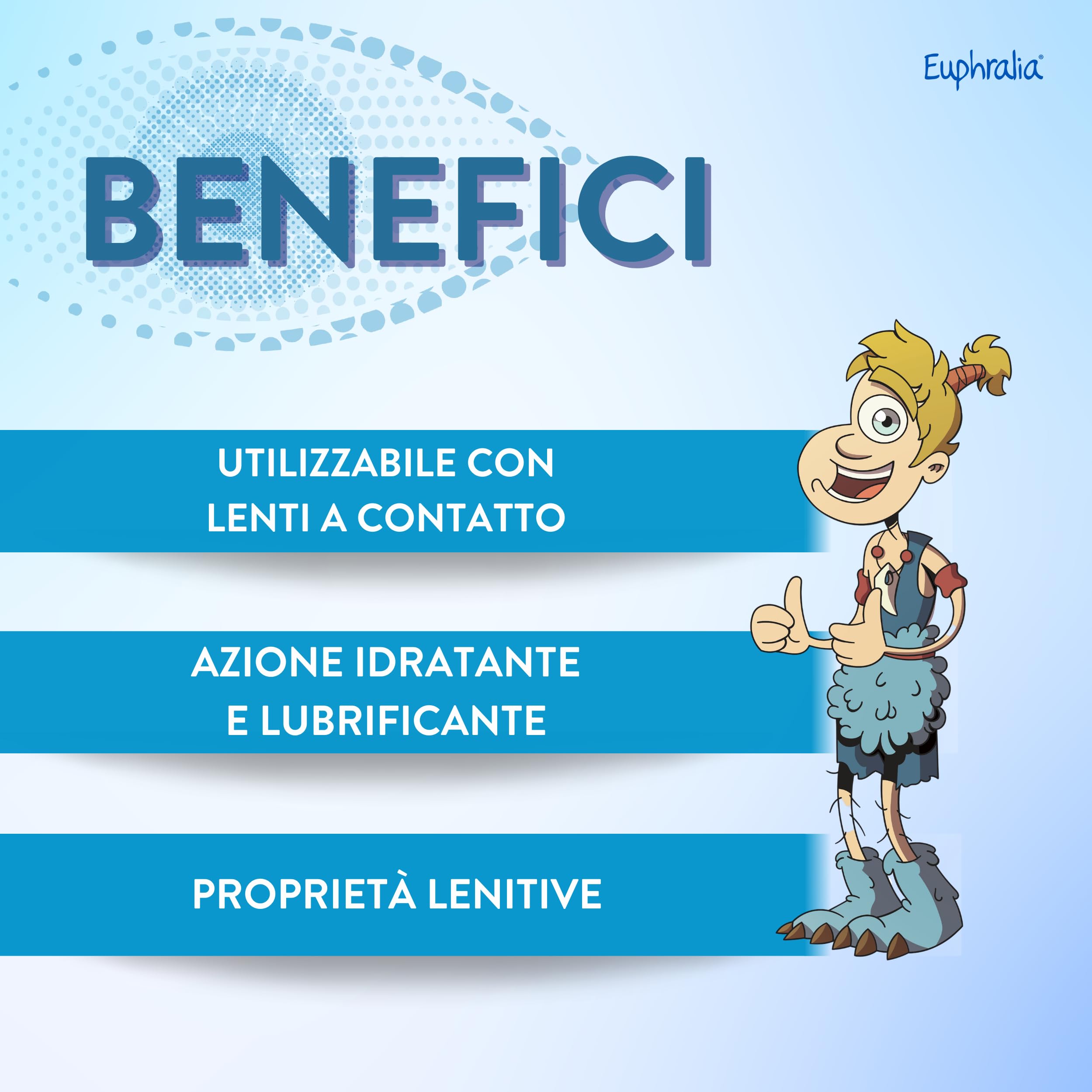 Euphralia Occhi Secchi - Gocce Oculari Lubrificanti, Rimedio contro Secchezza Oculare, Azione Protettrice e Riparatrice, con Acido Ialuronico, Ginkgo Biloba - Flacone da 10 ml + Panno Occhiali
