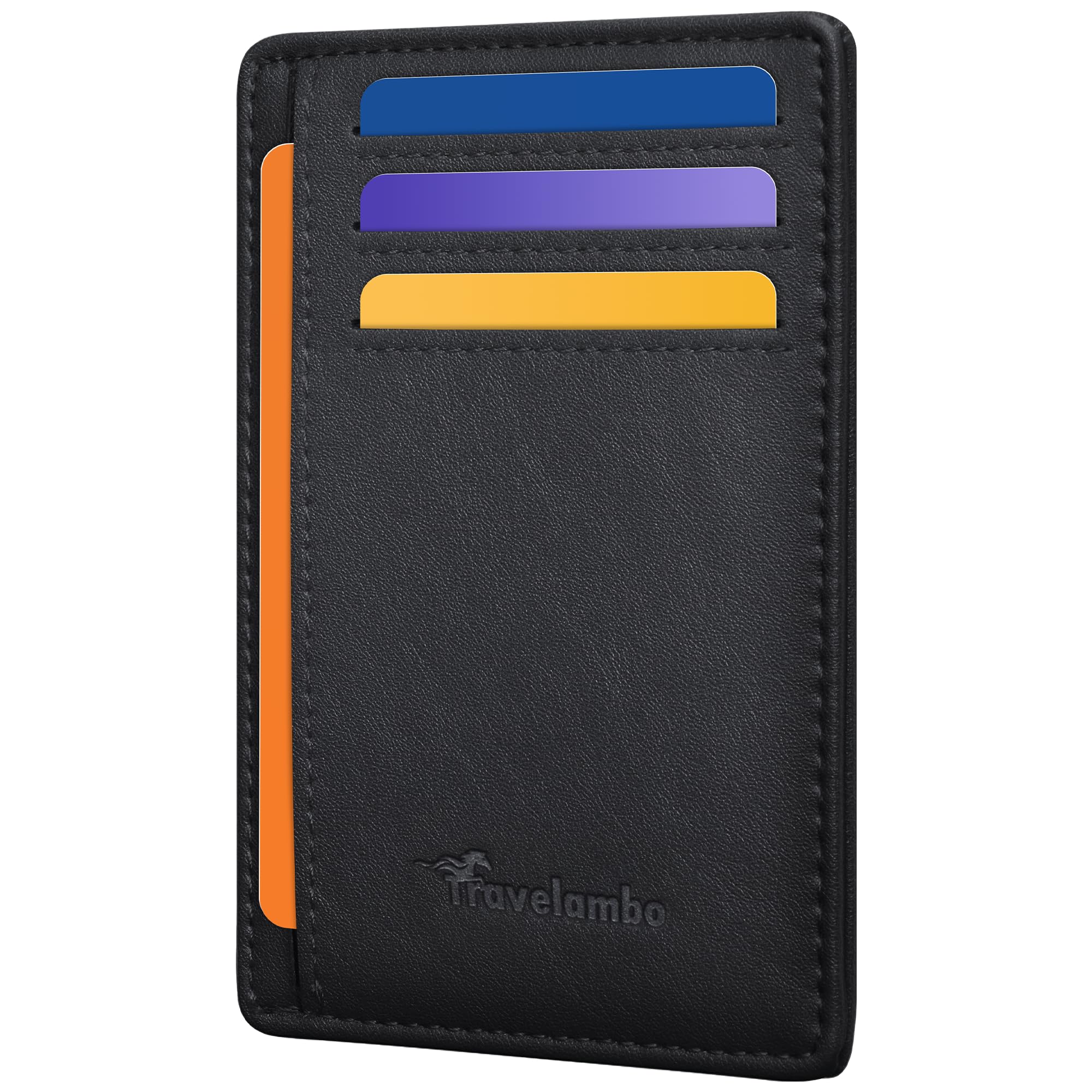 Travelambo Slim Minimalist Wallet for Men, RFID Blocking Credit Card Holder, Front Pocket ID Card Case, Gifts for Men, Husband, Boyfriend, Teenage