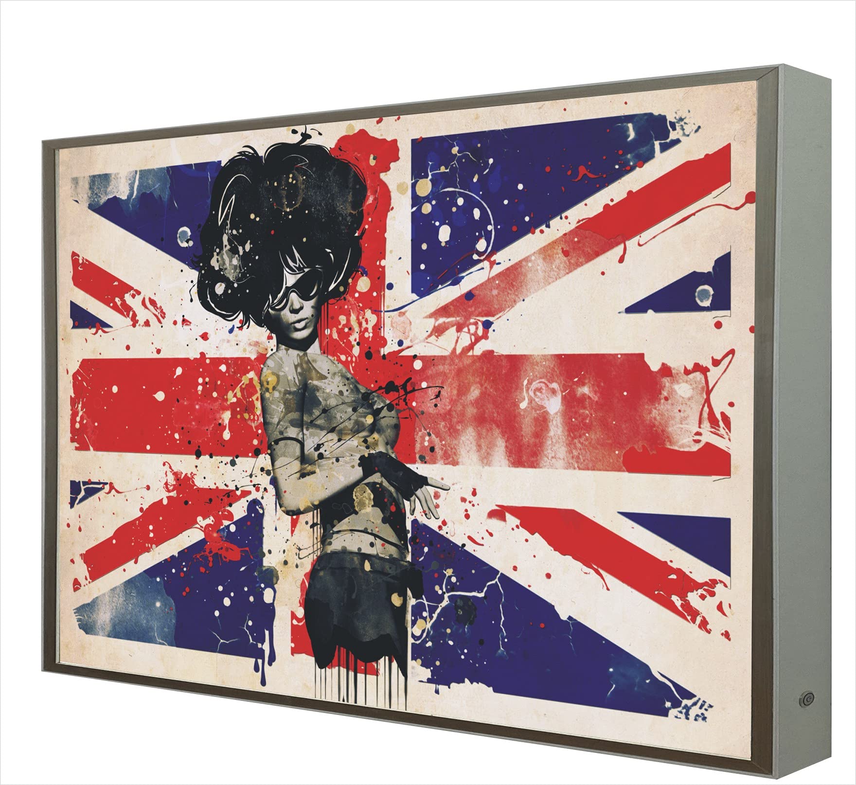 Cadre LED en bois laqué blanc motif Girl pour décoration murale de chambre