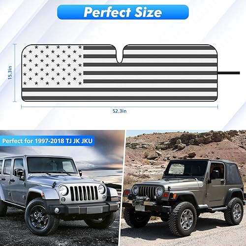 Miniatura 2 de Jimen Compatible con Jeep Wrangler TJ JK JKU 1997-2018 con la bandera de Estados Unidos de América Parasol para ventana