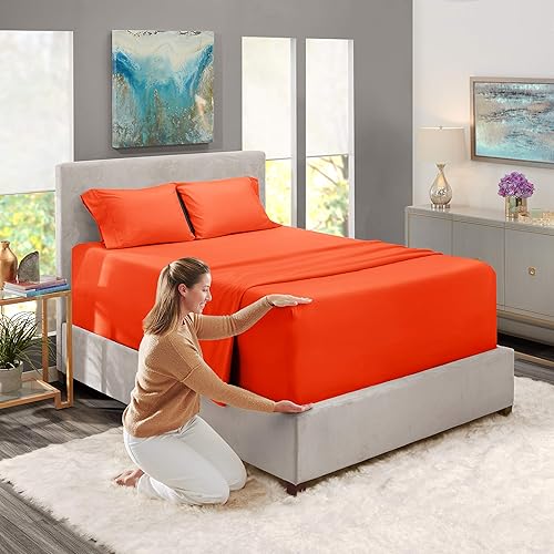 Miniatura 2 de Juego de sábanas Cal King de 4 piezas de 800 hilos, 100% algodón puro de fibra larga, tejido satinado, resistente a la decoloración, bolsillo