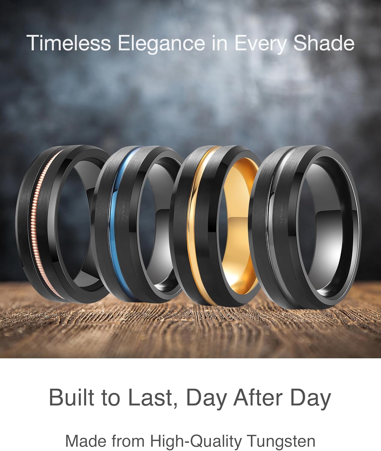 LerchPhi Tungsten Wedding Band for Men, Engraved and Customizable Promise Rings for Him and Her, Width 6MM 8MM Size 6-14, Center Grooved Beveled Edge, Comfort Fit - Image 5