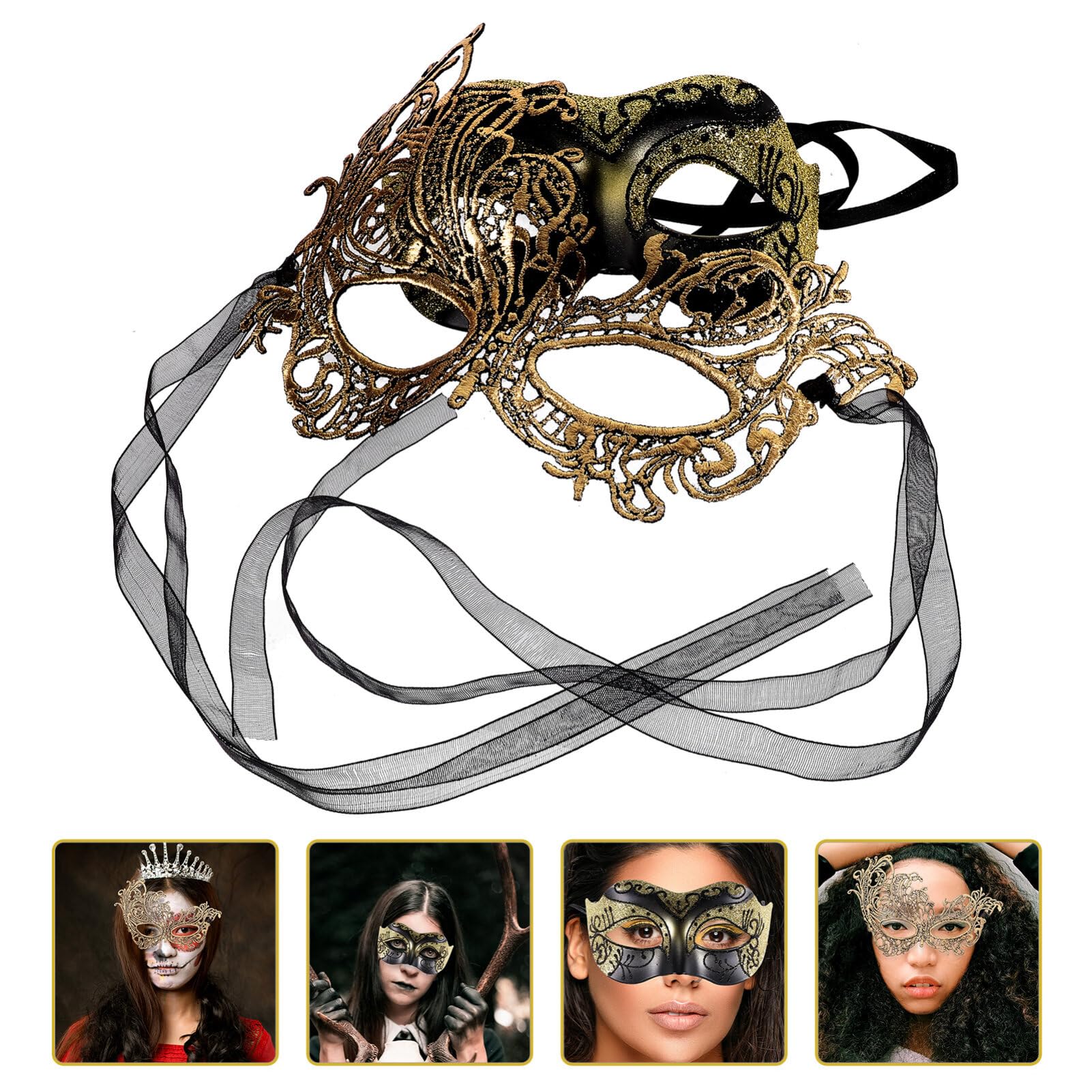Máscara De Plástico Para Fiestas - Carnaval, Halloween, Baile De Fin De Año, Diseño Elegante Con Banda Ajustable