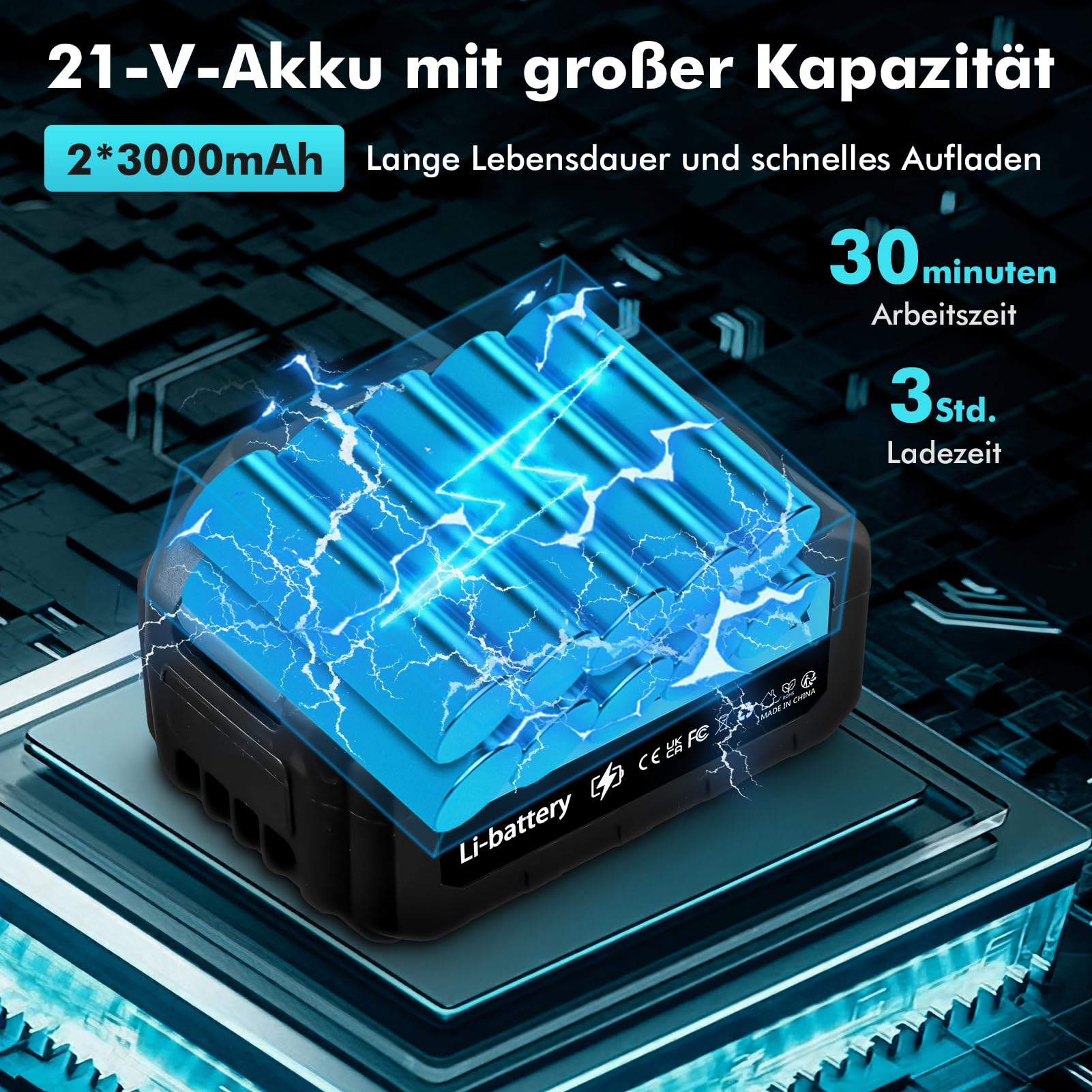 Akku Hochdruckreiniger, Max 80 Bar 1160 PSI Mobiler Hochdruckreiniger Mit 2 x 3000mA Akku, Schaumsprüher, 6-in-1 Multifunktionale Düse und Reichweite bis zu 10 Meter Düse für Auto