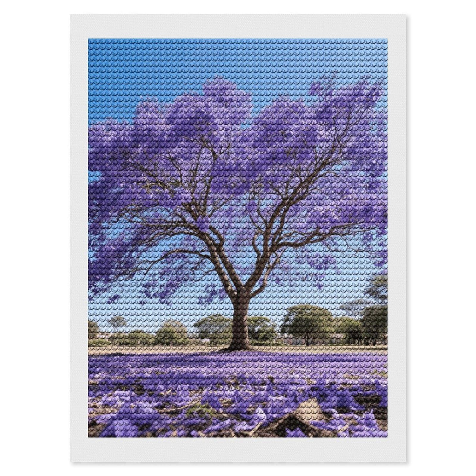 FodPand Jacaranda 5D Diamond Painting Kits for Adults Beginners Full Drill Round Diamond Dots Pictures Gem Art Supplies for Home Wall Room Decoration DIY Craft Set Gift 12x16