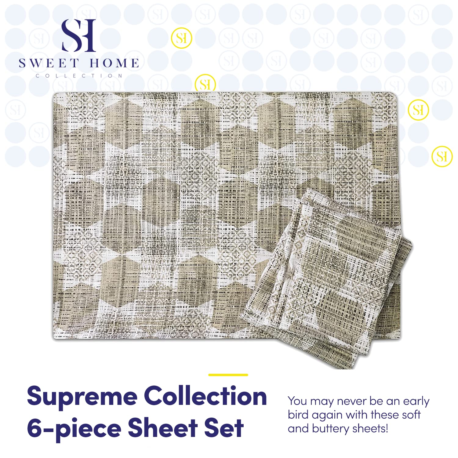Sweet Home Collection - Juego de sábanas, 4 Piezas, 1500 Hilos, Calidad egipcia, sábana Bajera con Esquinas amplias, Monaco, Matrimonio