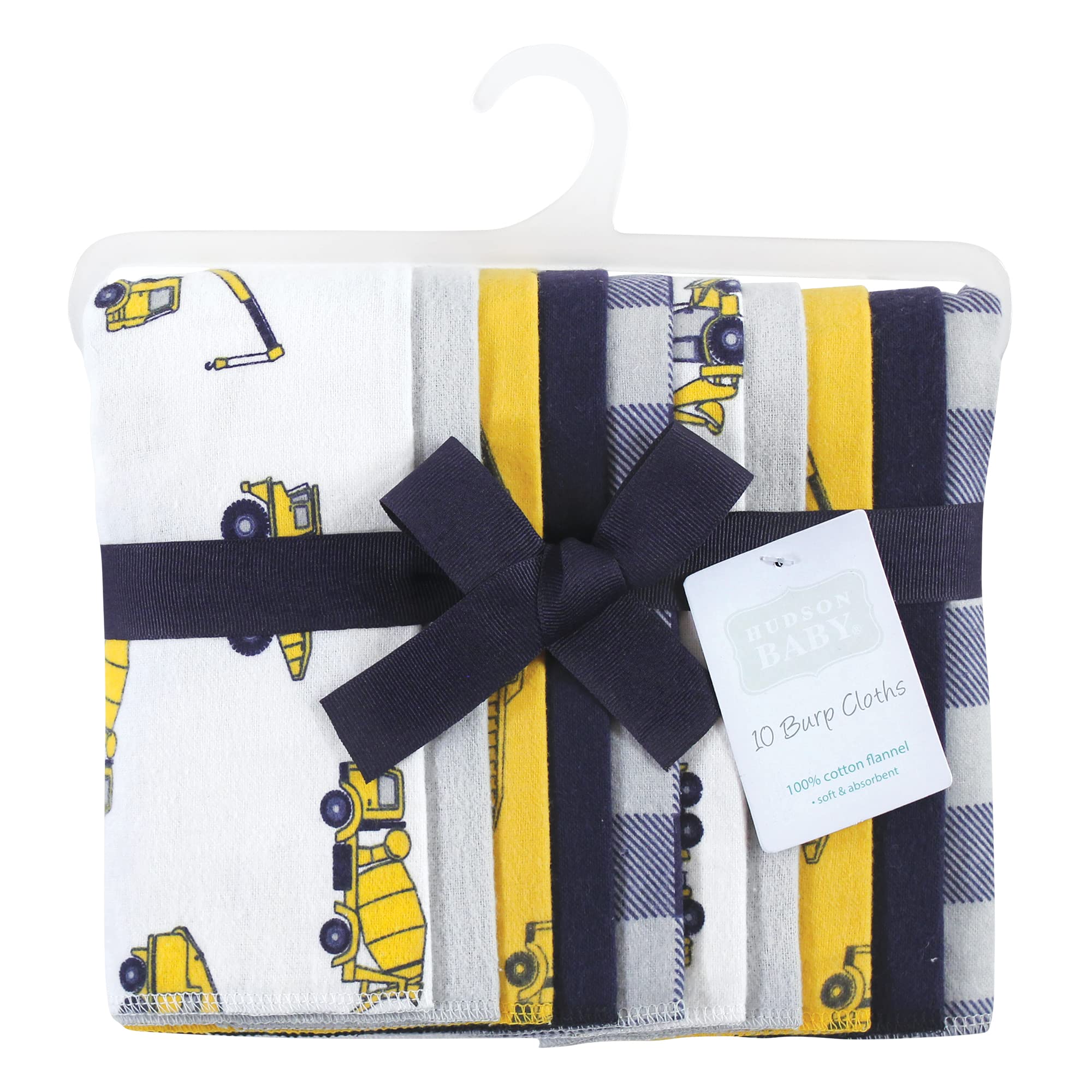 Hudson Baby Unisex Baby Cotton Flannel Burp Cloths, Construction, One Size