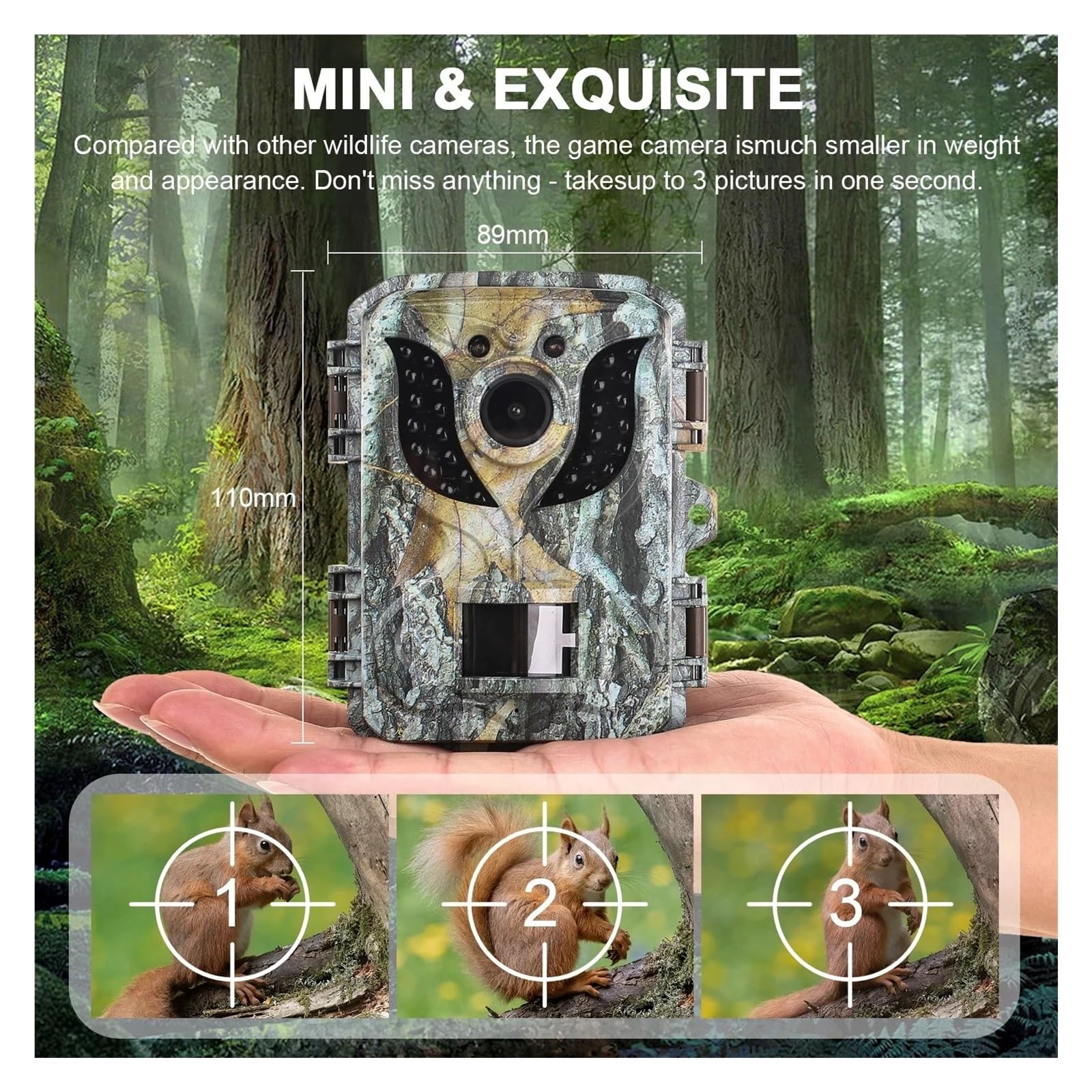 Mini Kamera Obserwacyjna Do Polowania 16MP 1080P HD Noktowizor Na Podczerwień Wodoodporne Zewnętrzne Aktywowane Ruchem Zwiadowcy Dzikiej Przyrody Fotopułapki Clear Easy
