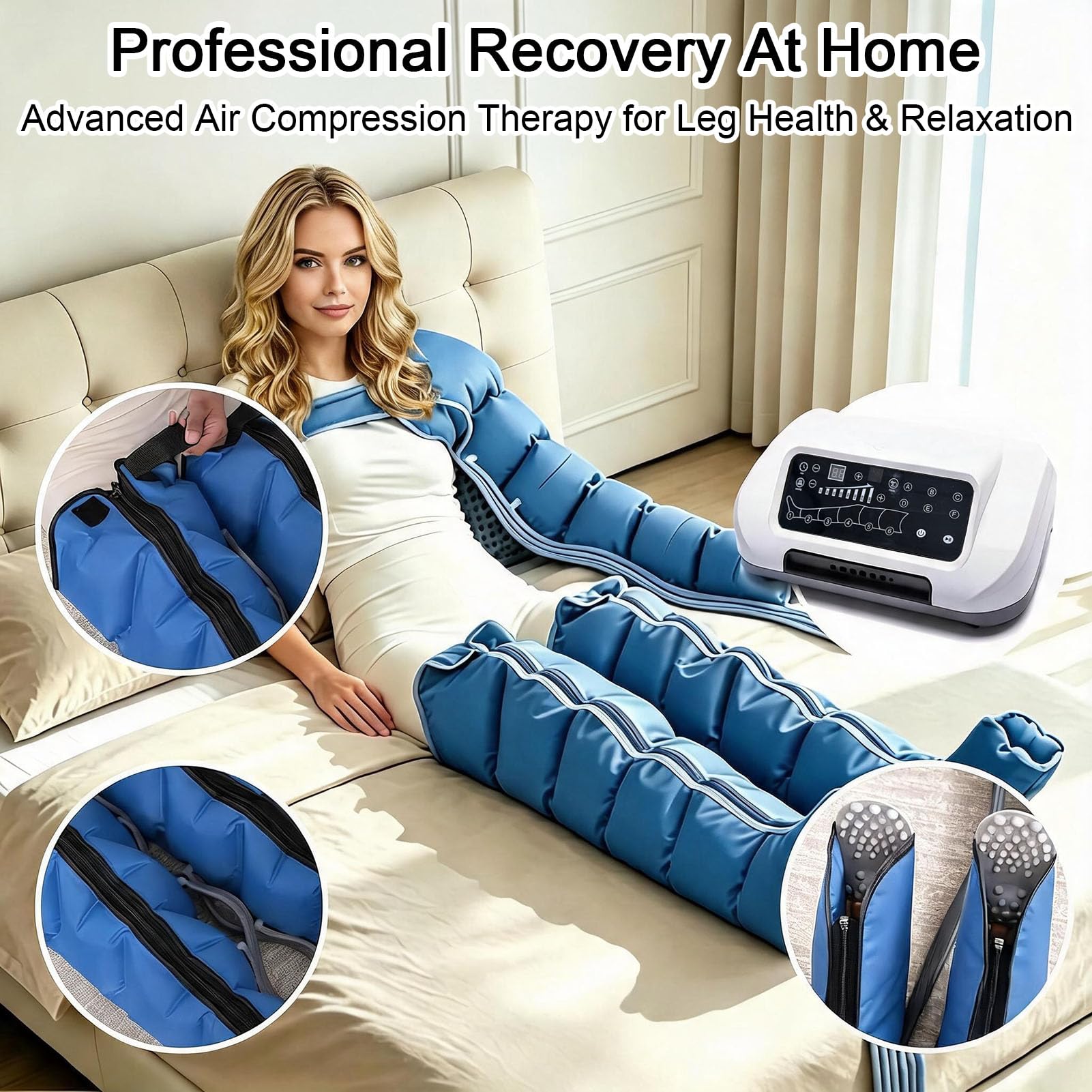 Pressoterapia Linfodrenaggio Professionale 6 Camere Macchinario Pressoterapia Per Casa Gambe E Addome E Braccio, Massaggio Linfatico Drenante Per Circolazione Con 6 Programmi