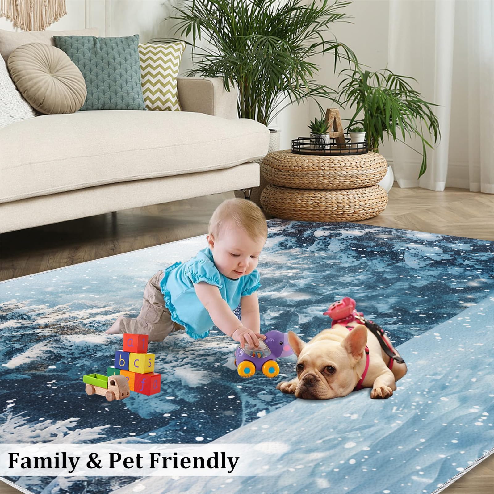 Amazon.com: Winter Wonderland Area Rug 5.3x8ft Snow-Covered Pine