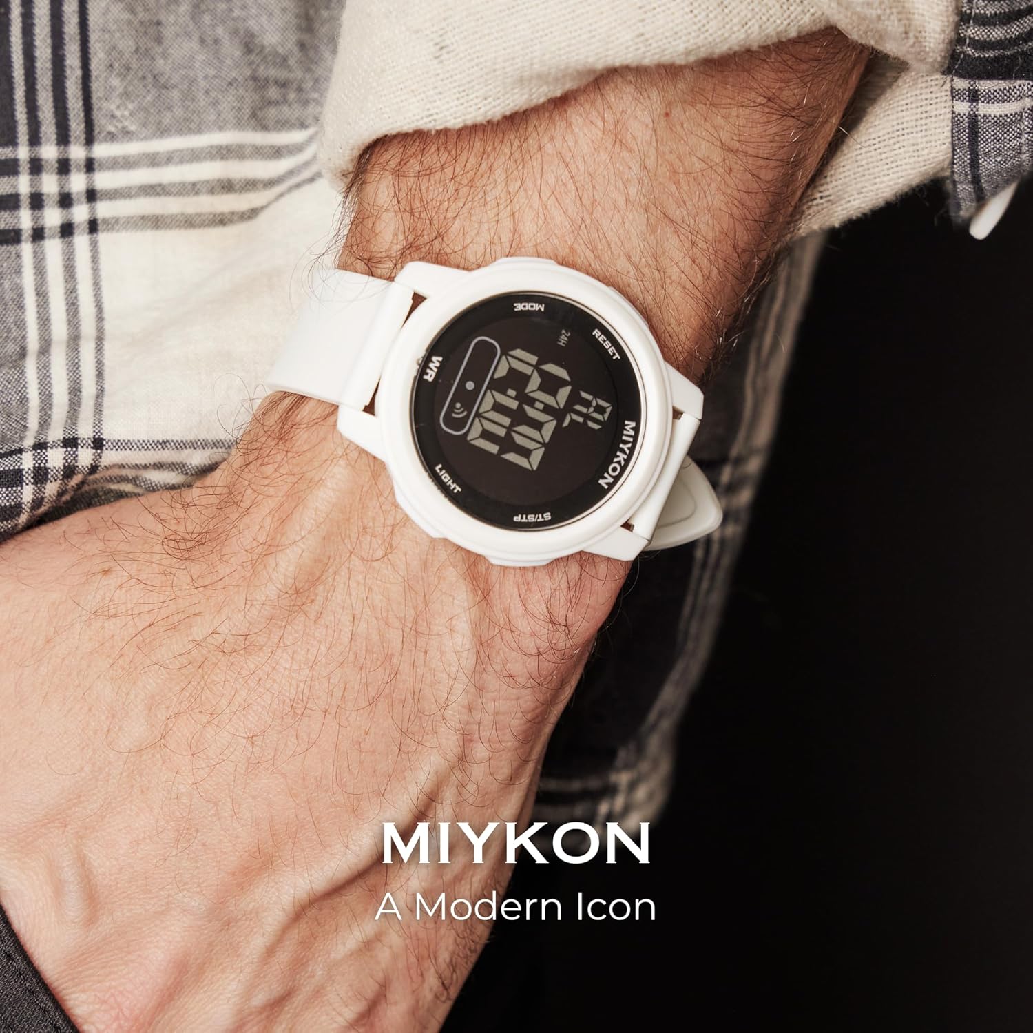 Miykon Ultra-Thin Digital Watch for Men – Minimalist Waterproof Sports Watch with Large Easy to Read Display – Shockproof Resin, Super Illuminator, Stopwatch & Timer, Alarm, Dual Time, 24hr Military Time