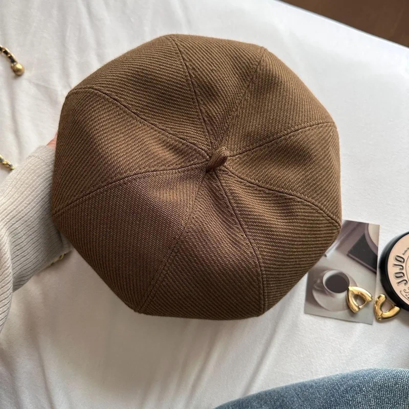 Czapki Czapki Skullies Czapki Beanie Czapka Ośmiokątna Czapka Jednolity Kolor Gruba Bawełna Beret Czapka Damska Jesień Zima Literatura Retro Proste Kapelusze Malarskie, Jak na zdjęciu, rozmiar