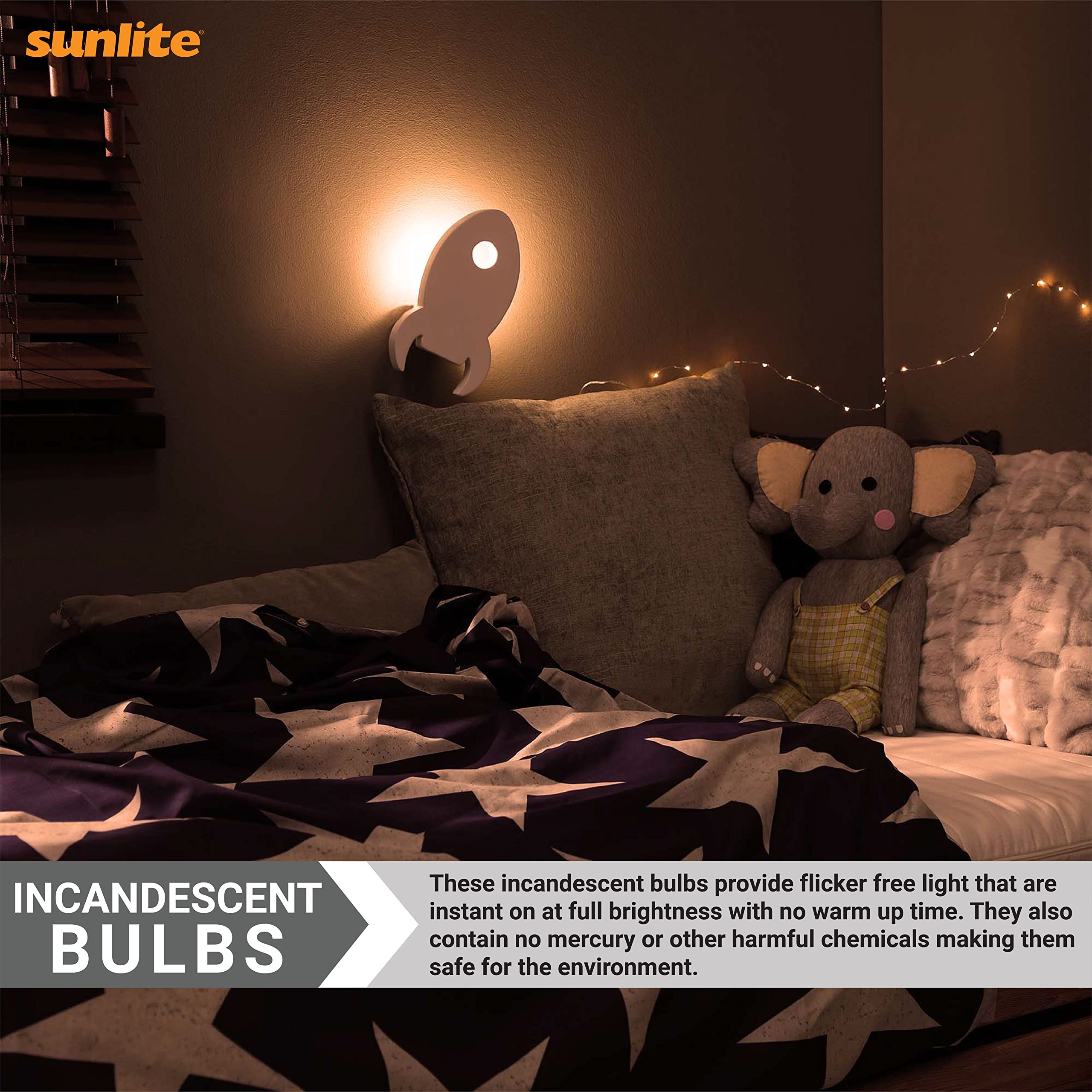 Sunlite 01280 7C7 Incandescent Bulb 7 Watt Candelabra E12 Base C7 Small Night Light Colored Bulb Clear 25 — view 4