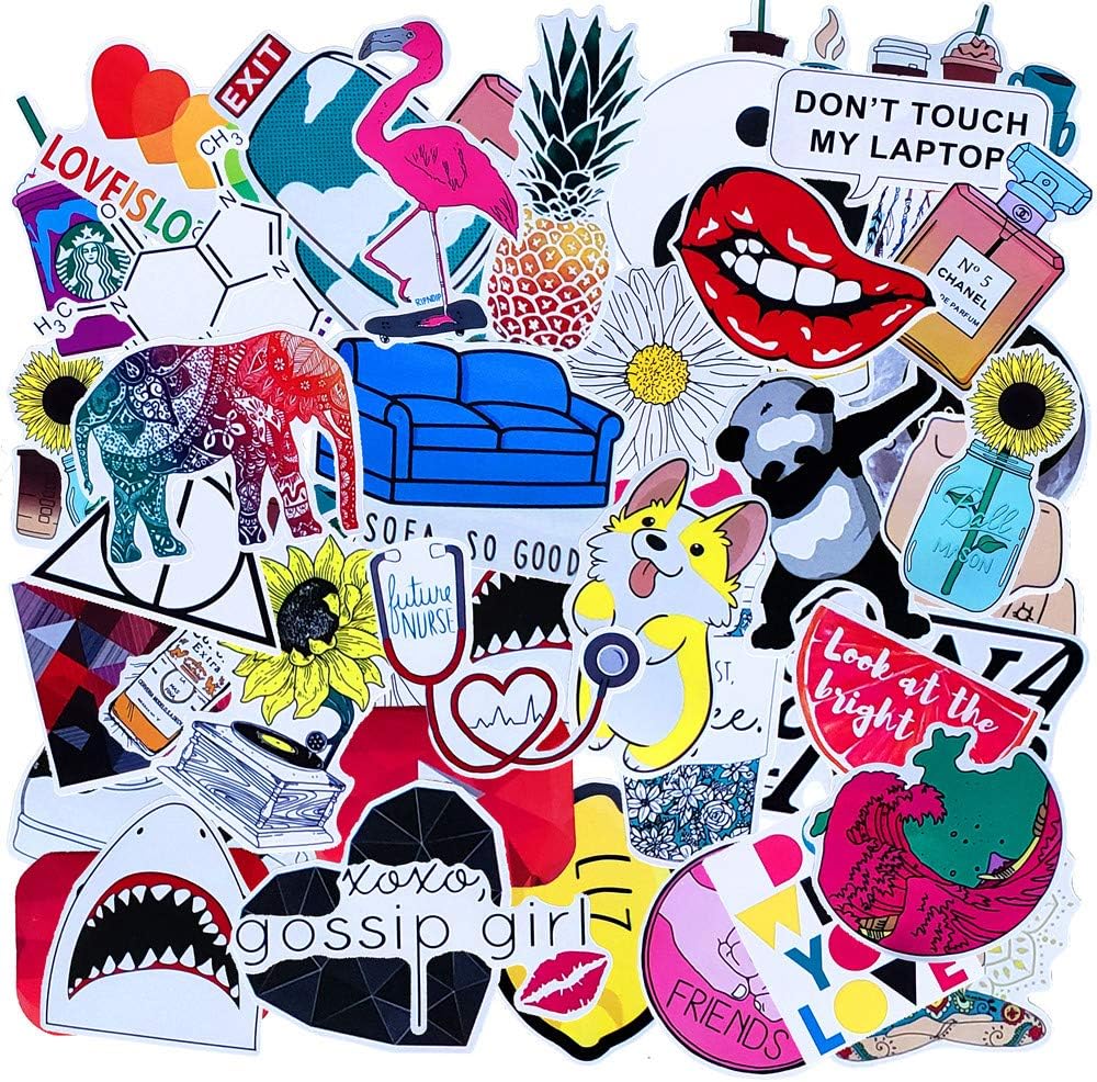 Cute Laptop Stickers for Girls 45Pcs,Funny Water Bottle Stickers Decals Waterproof for Hydro Flask,Computer,Mackbook,Notebook, Ipad,Mobile Phones[Not Random]