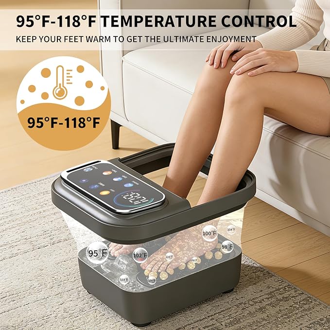 Spa de pies plegable con calor y masaje, masajeador Shiatsu motorizado miniatura 6