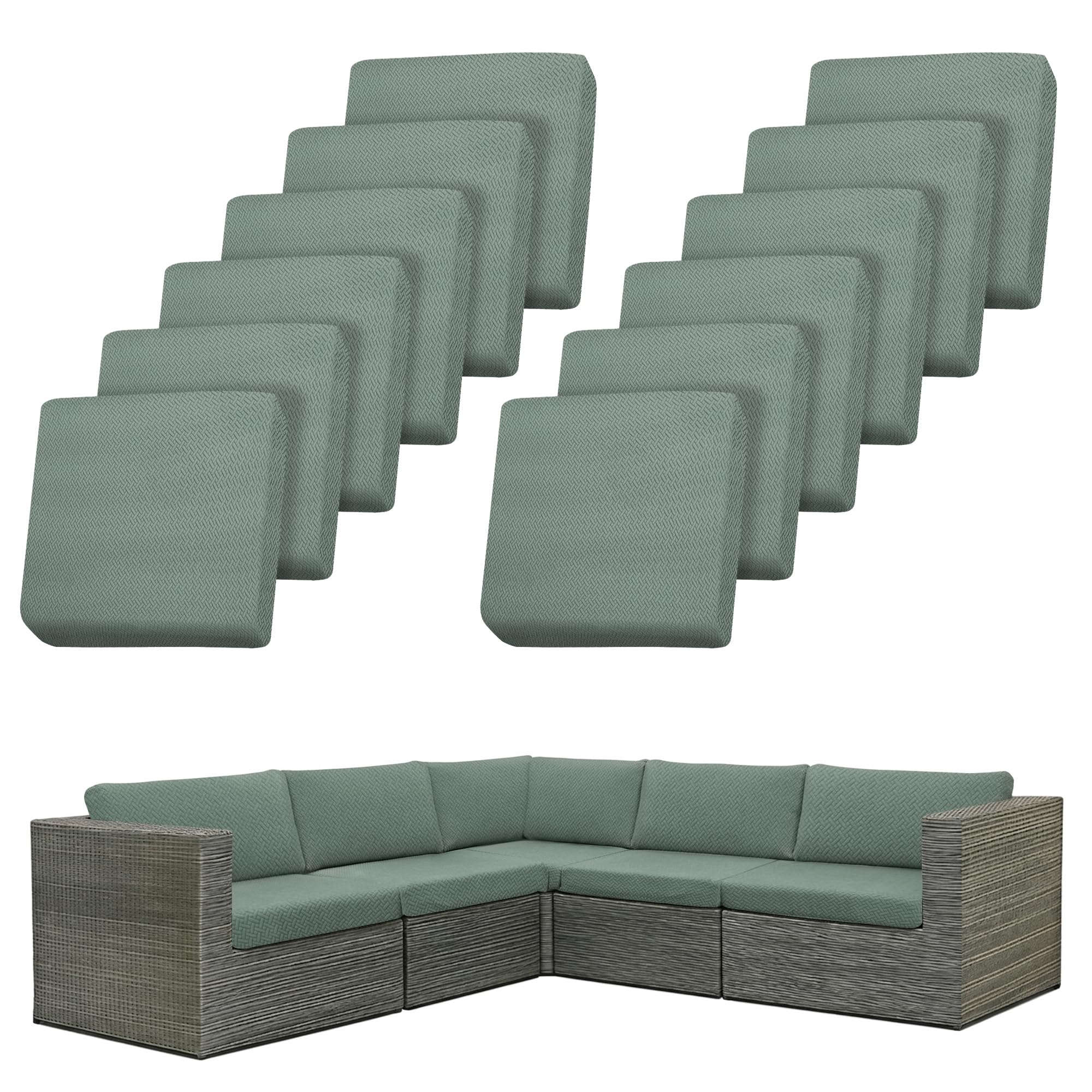 12Pcs Outdoor Cushion Covers Stretch Outdoor Furniture Slipcovers