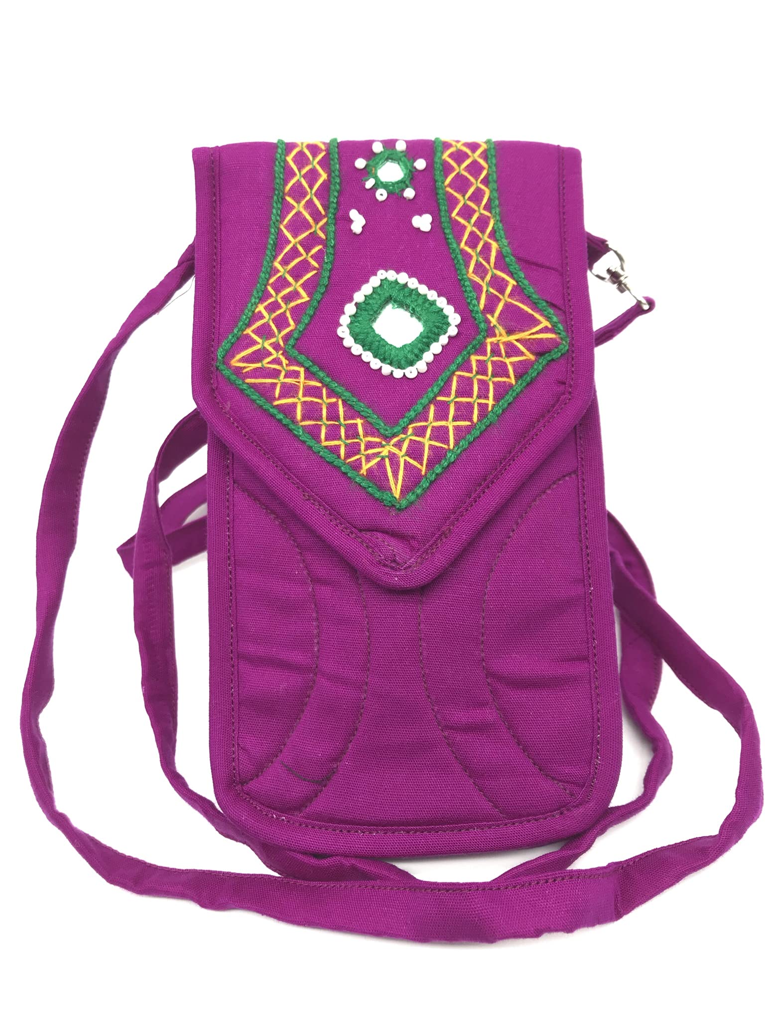 srishopify handicrafts Womens Soft Fabric Handmade Cotton Patchwork Sling Bag Thread and original mirror work crossbody mobile pouch Purple sling bag small handmade crafts (B095MV6YCB) Amazon Price History, Amazon Price Tracker