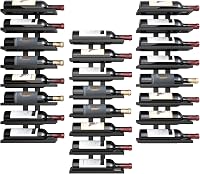 Hoctieon 3-Pack 8-Tier Wall Mount Wine Rack (24 Bottles Total) - Sturdy Black Metal Organizer for Kitchen, Bar, Living Room Storage