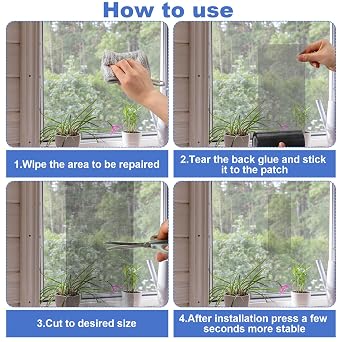 CroBlissful 8 Inch X 20 ft Extra Wide Window Screen Tape Mesh Repair, Black